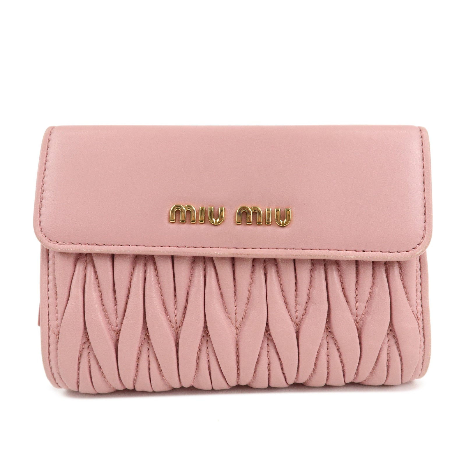 MIU-MIU-Matelasse-Leather-Trifold-Wallet-Pink-5ML225