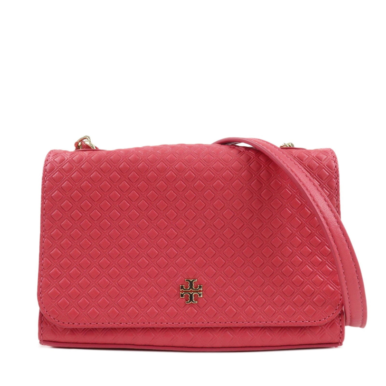 Tory-Burch-Leather-Chain-Shoulder-Bag-Hand-Bag-Pink-Gold-HDW