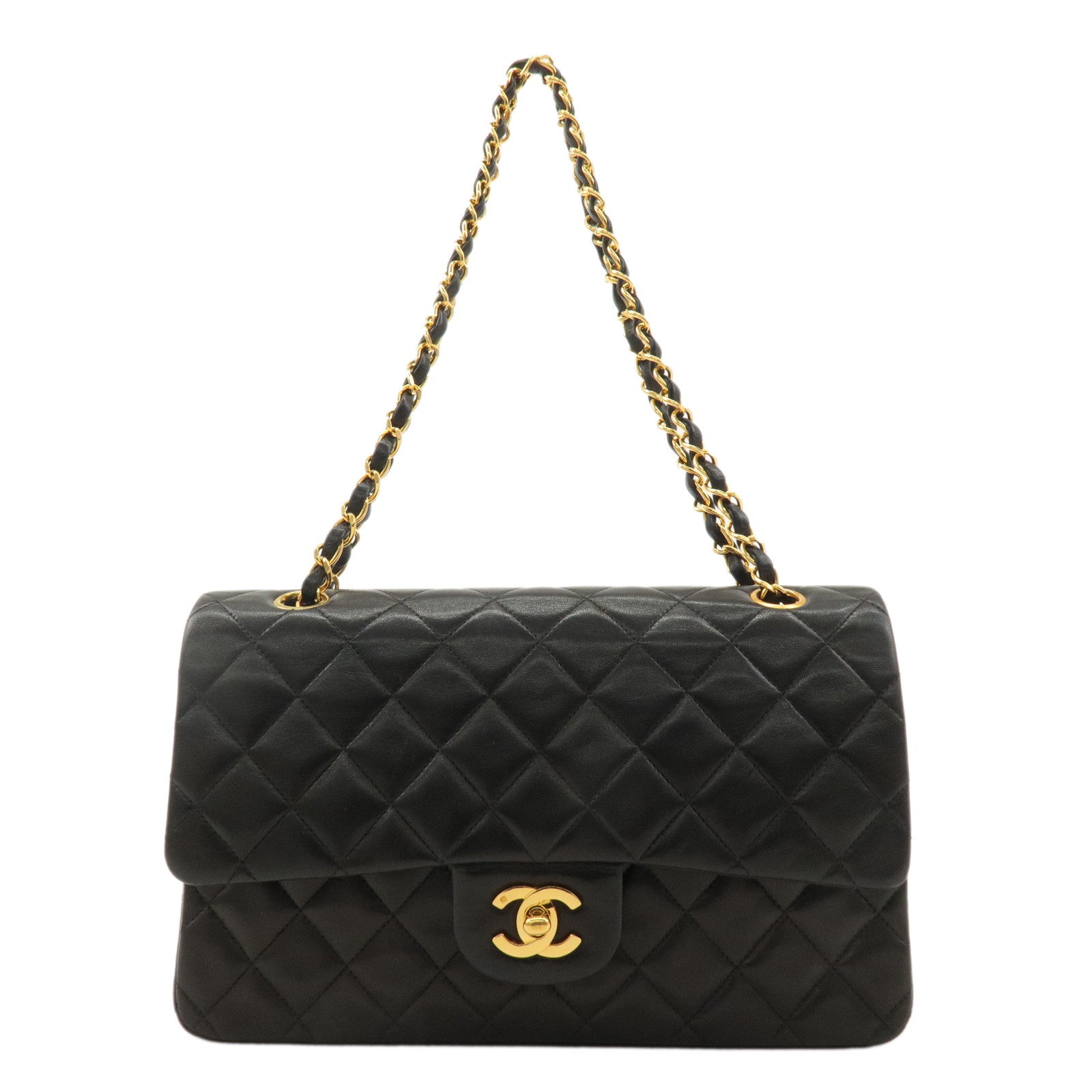 CHANEL Matelasse 25 Lamb Skin Double Flap Shoulder Bag A01112