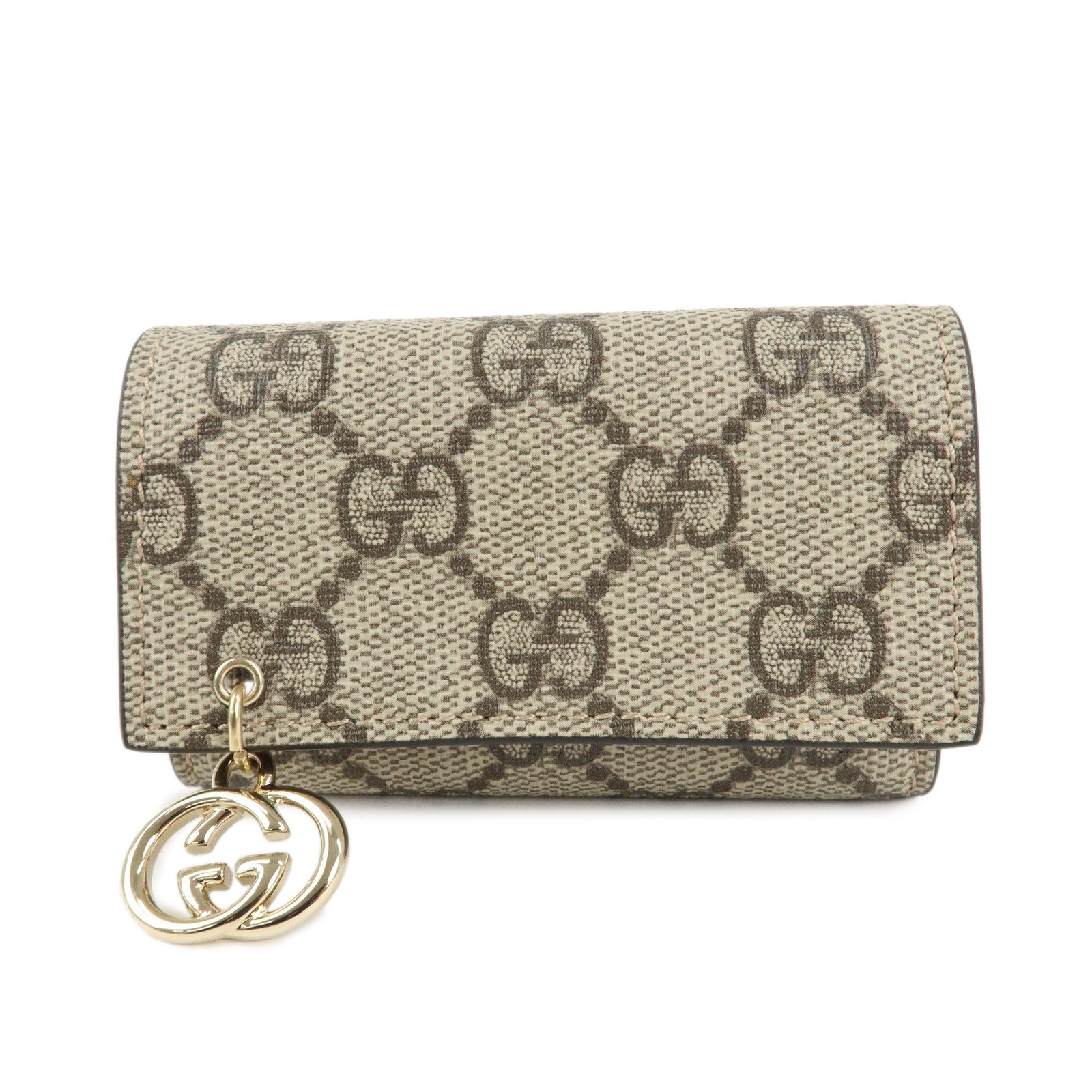 GUCCI-Interlocking-G-GG-Supreme-6-Key-Case-Beige-Brown-212111