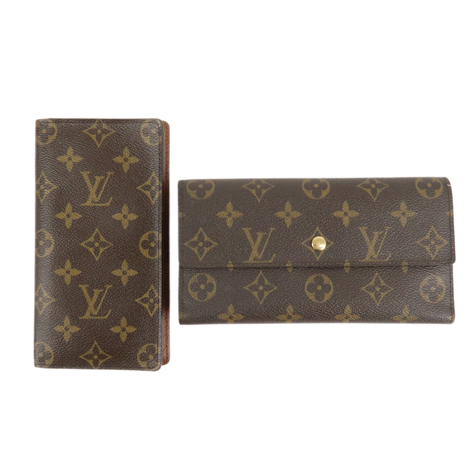 Louis-Vuitton-Monogram-Set-of-2-Long-Wallet-M61823-M61217