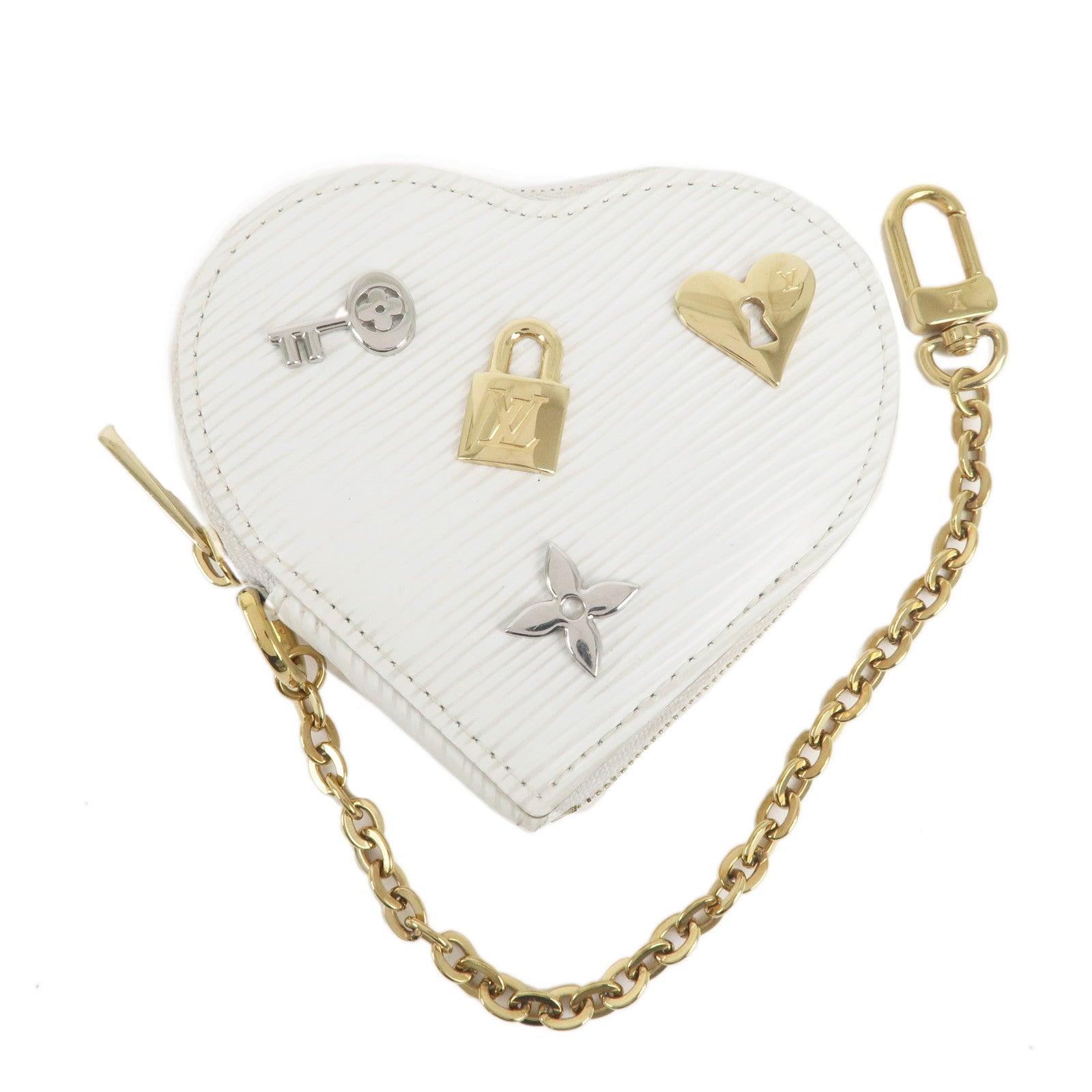 Louis Vuitton Epi Porte Monnaie Love Lock Coin Case Blanc M63996