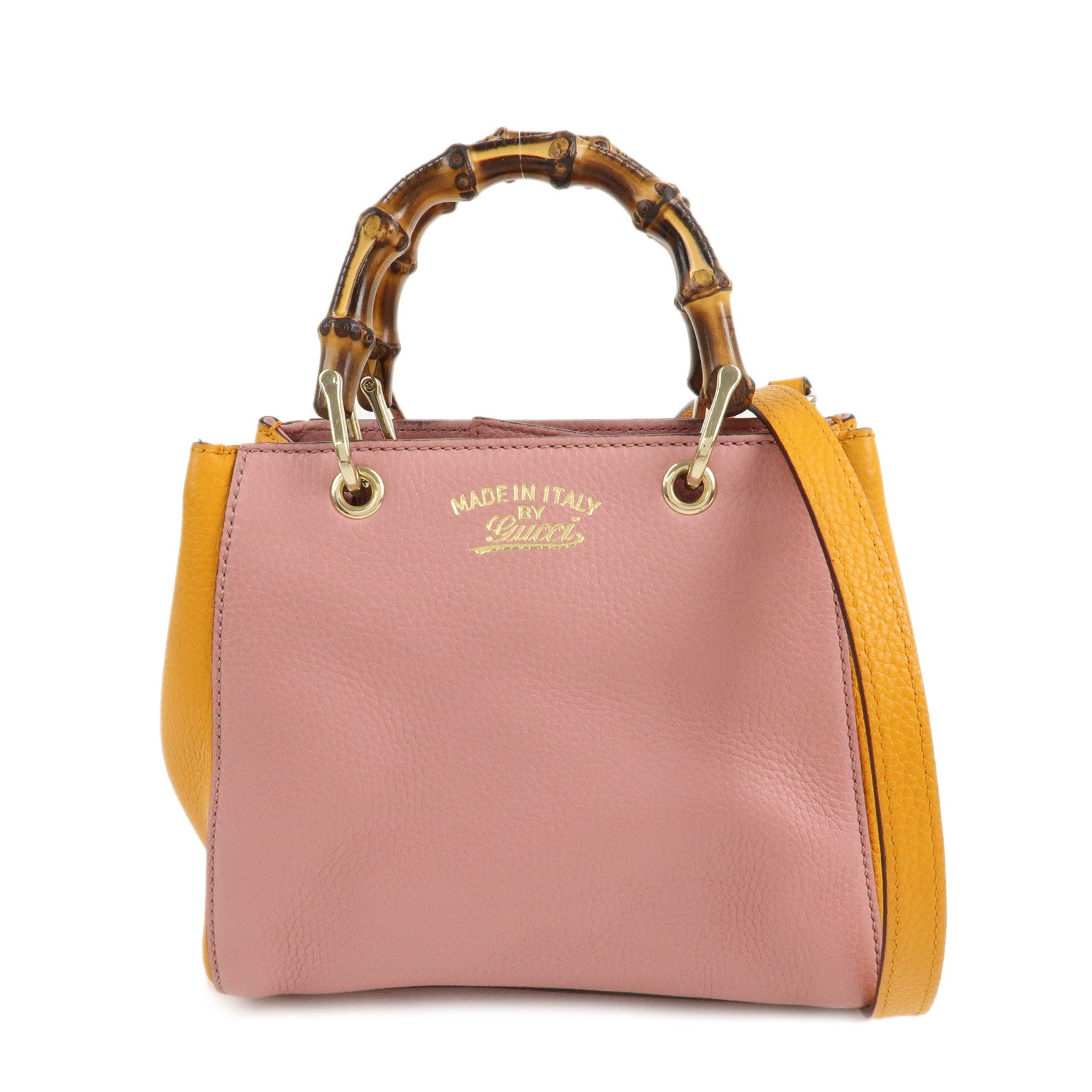 GUCCI-Bamboo-Leather-Mini-2Way-Shoulder-Bag-Pink-Orange-368823