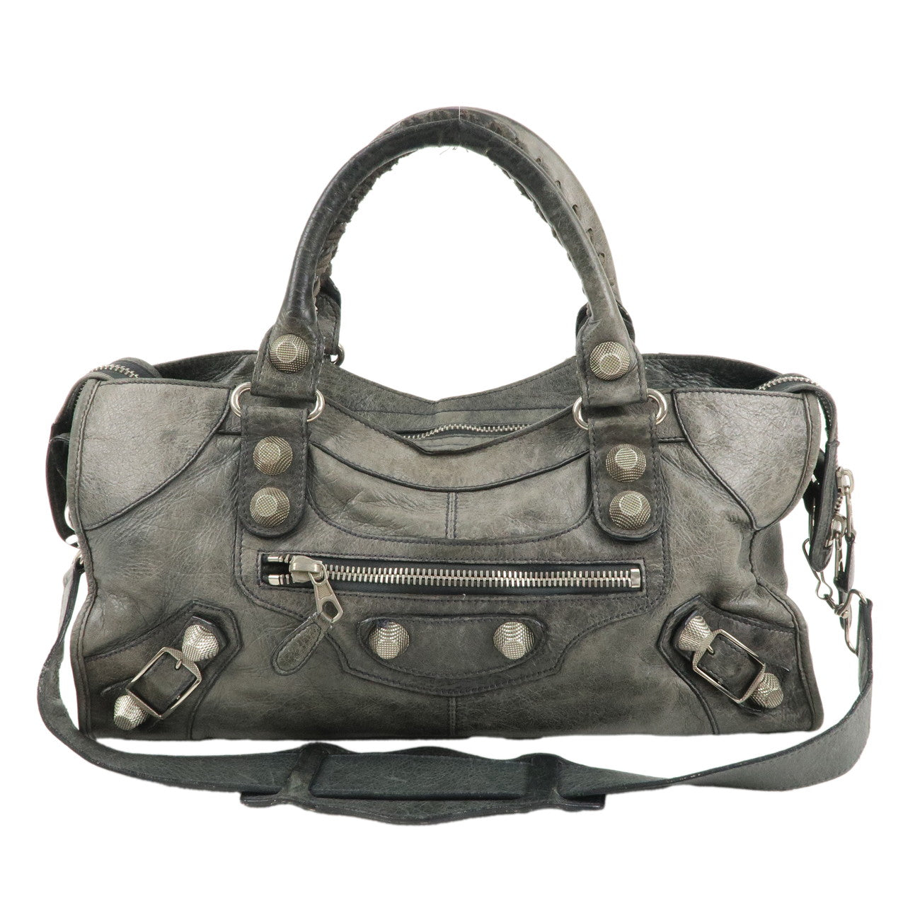 BALENCIAGA-The-Giant-Part-Time-Leather-2Way-Bag-Gray-173082