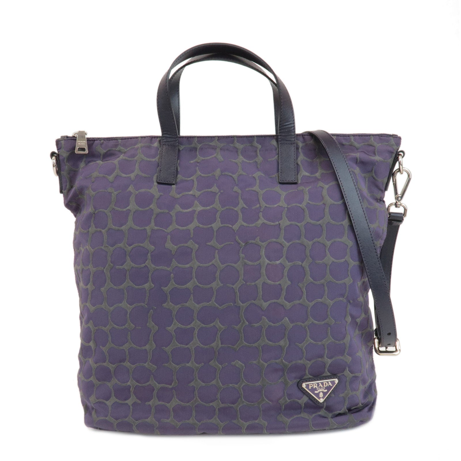 PRADA-Logo-Nylon-Saffiano-Leather-2Way-Hand-Bag-Purple-B2052A