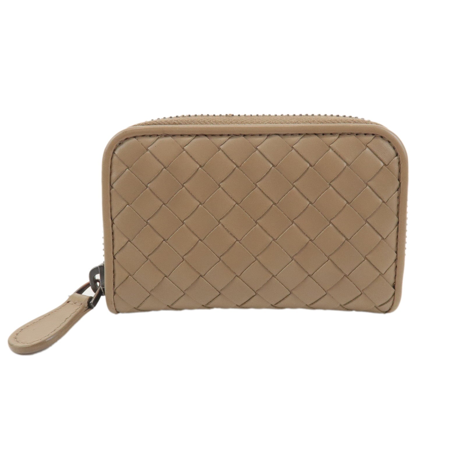 BOTTEGA VENETA Intrecciato Leather Zippy Coin Case Beige 114075