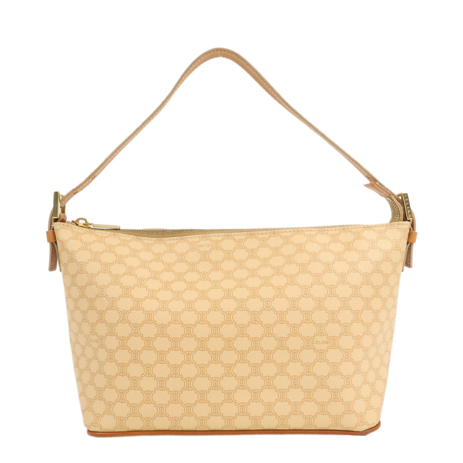 CELINE-Macadam-PVC-Leather-Shoulder-Bag-Beige-Brown