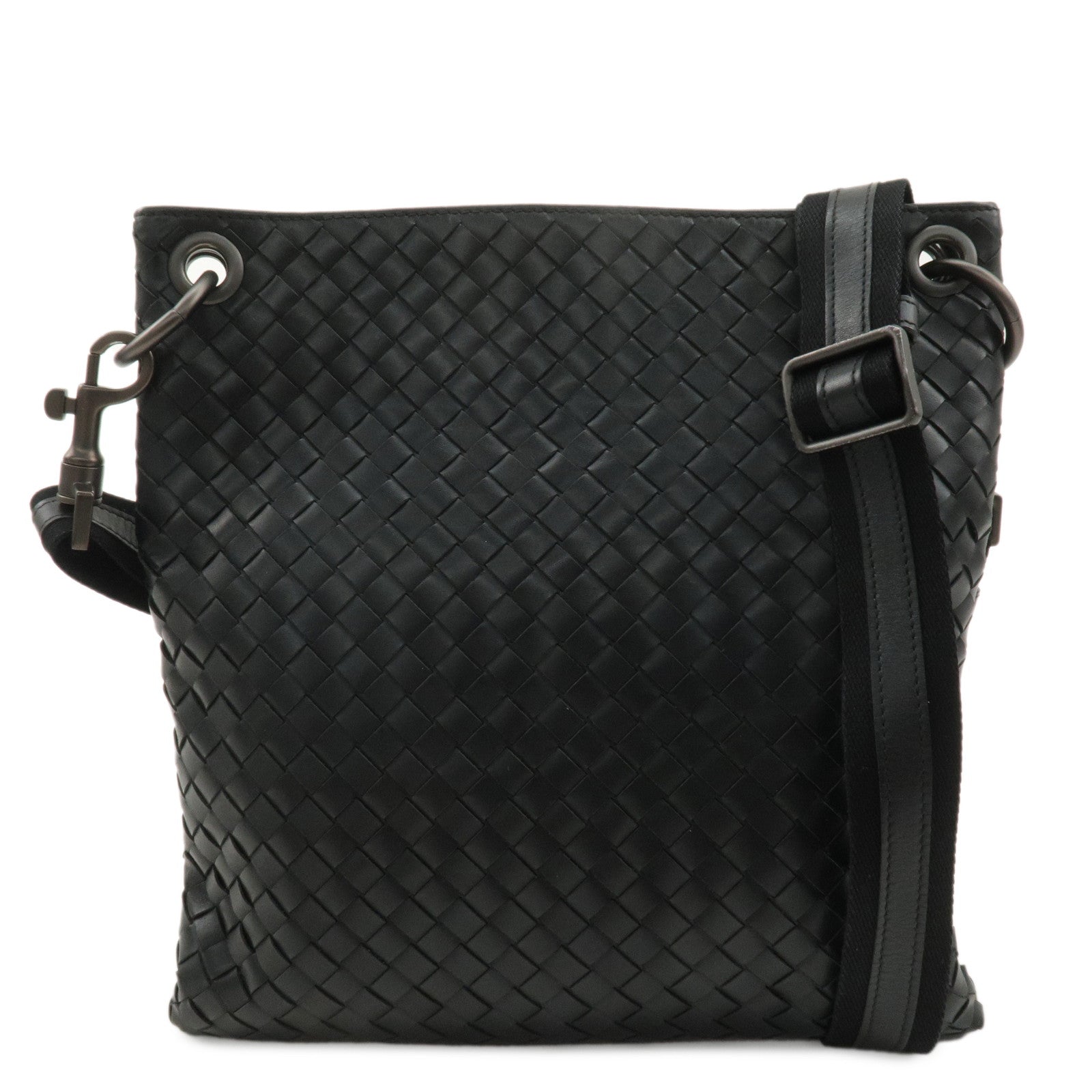 BOTTEGA VENETA Intrecciato Leather Shoulder Bag Black 172736