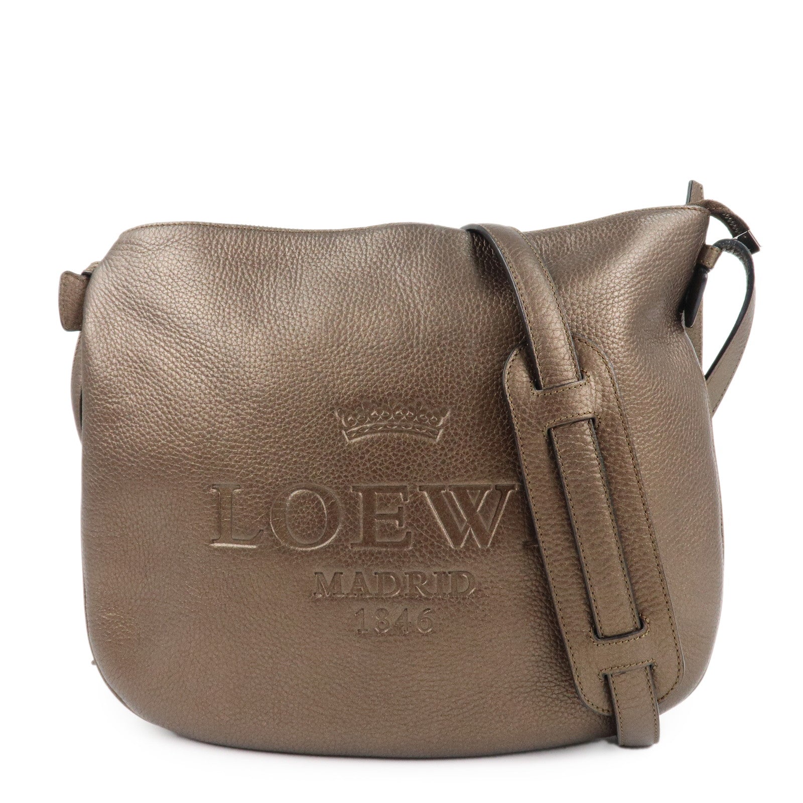 LOEWE-Heritage-Leather-Shoulder-Bag-Brown-*Outlet