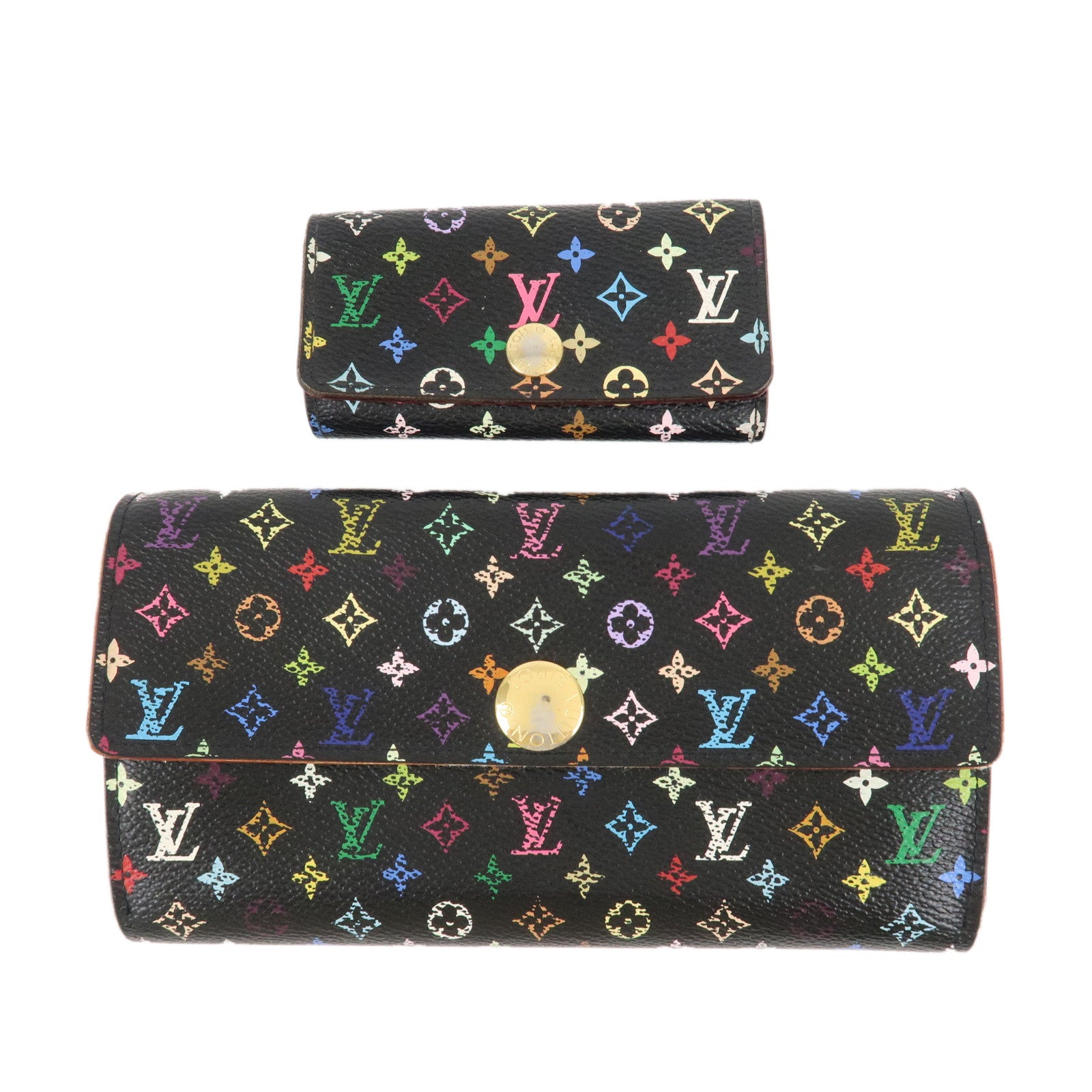 Louis-Vuitton-Monogram-Set-of-2-Multicolor-Bi-fold-Wallet-Key-Case