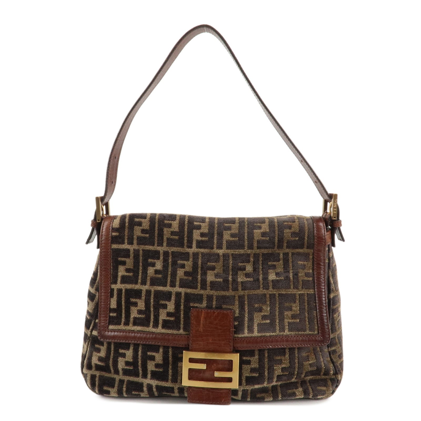 FENDI-Mamma-Baguette-Zucca-Pile-Leather-Shoulder-Bag-8BR001