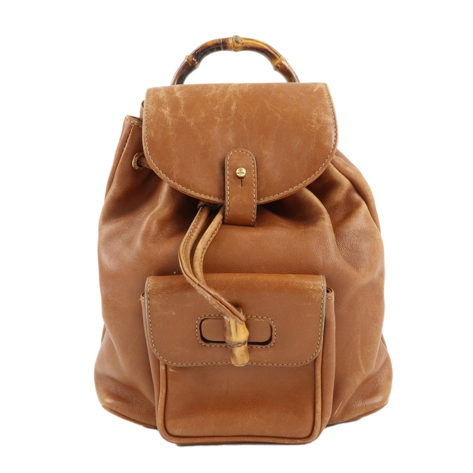 GUCCI Bamboo Leather Ruck Sack Backpack Brown 003.1956.0030