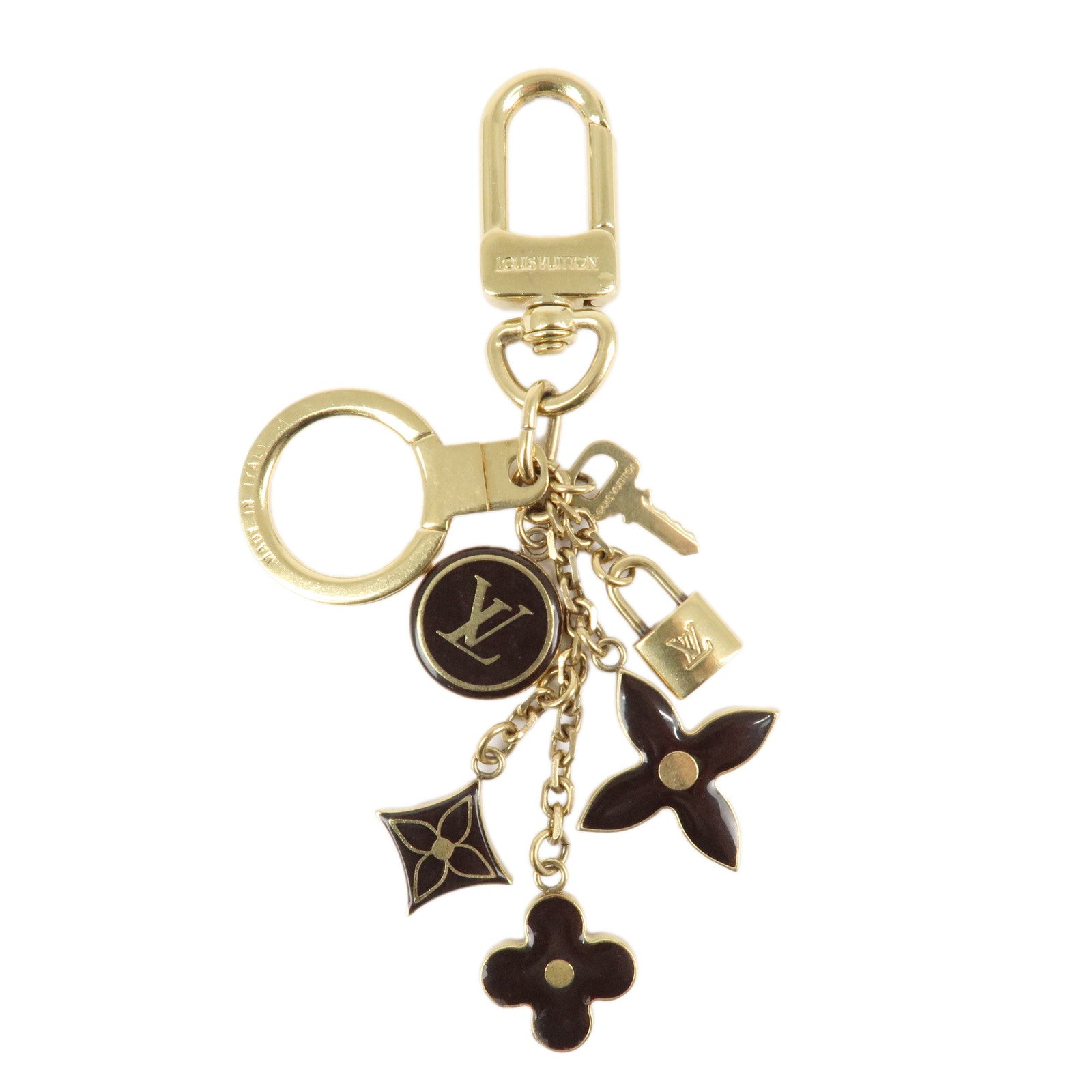 Louis-Vuitton-Porte-Cles-Pampille-Bag-Charm-Gold-Black-M91929