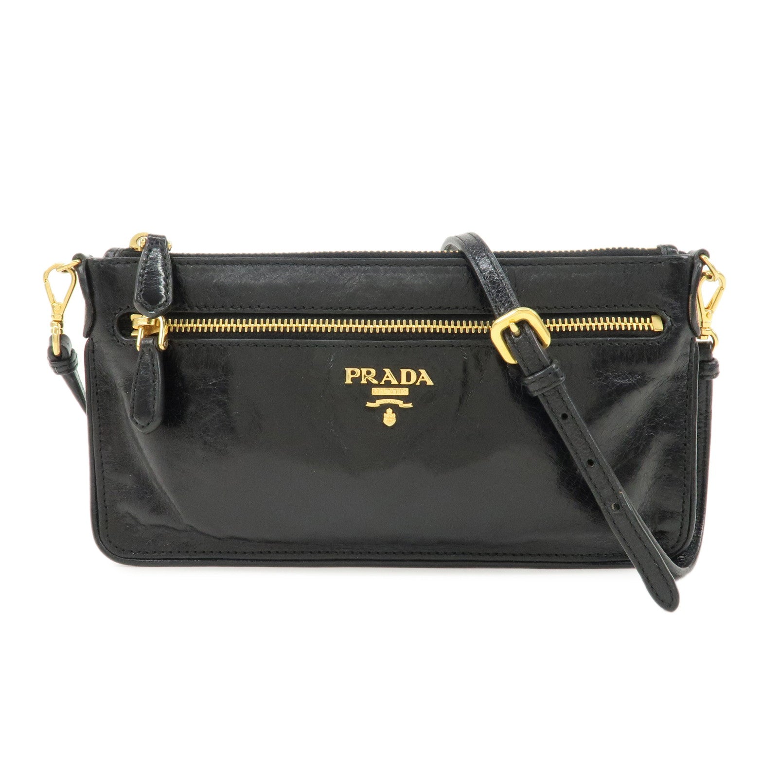 PRADA-Leather-Shoulder-Bag-Hand-Bag-Shoulder-Bag--Black