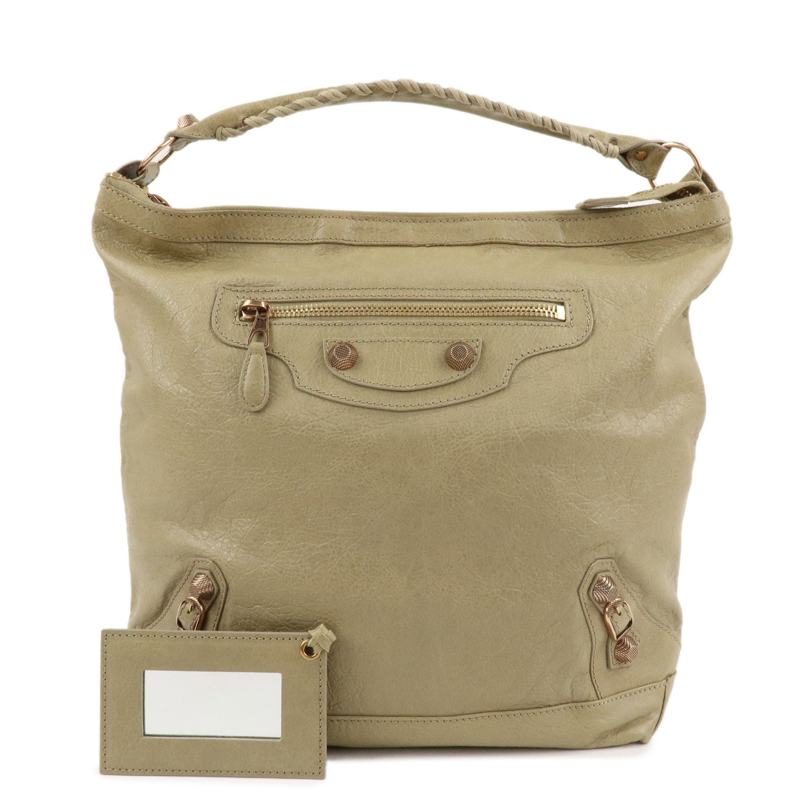 BALENCIAGA-Leather-Shoulder-Bag-Hand-Bag-Beige-285437