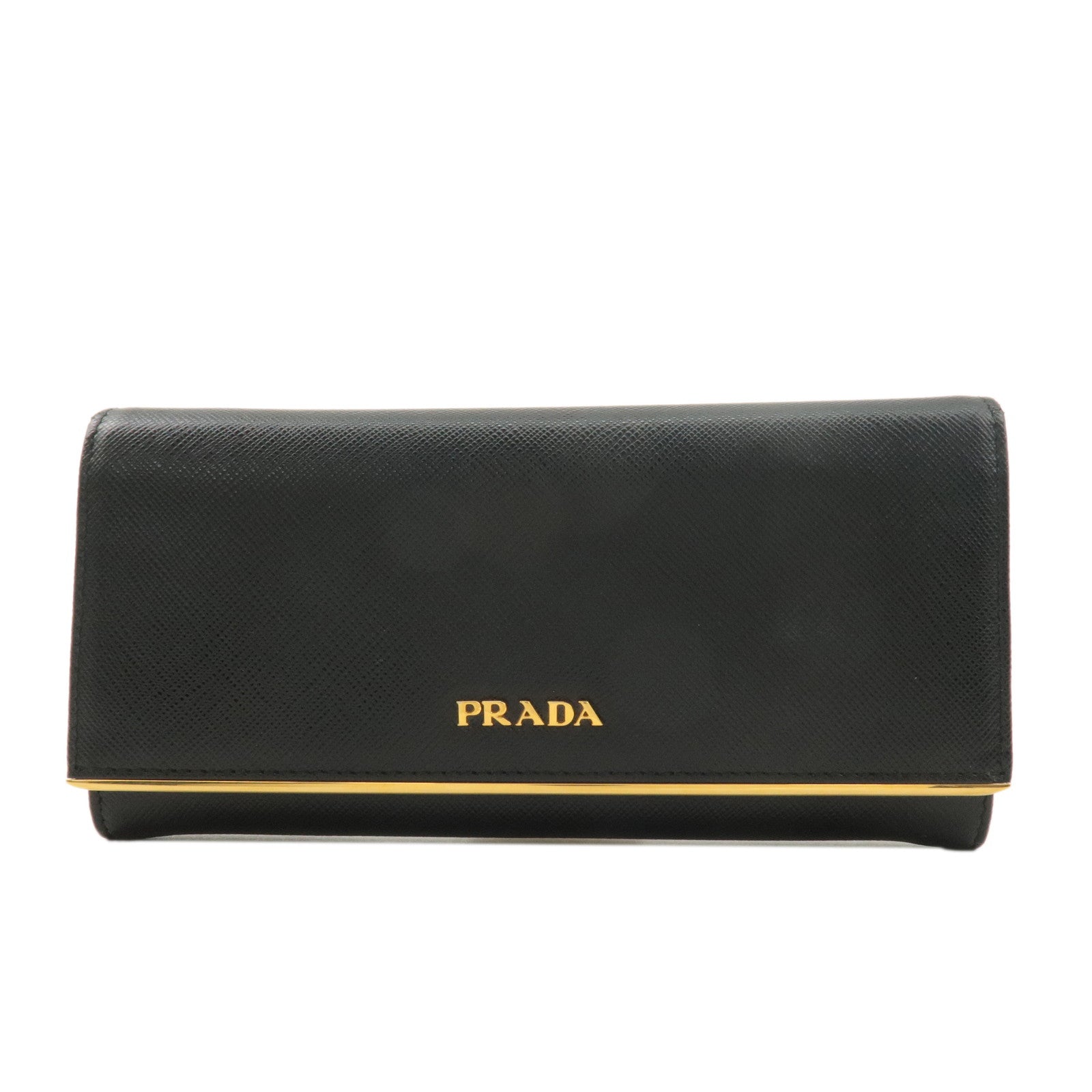 PRADA Saffiano Leather Bi-fold Long Wallet Black 1MH132