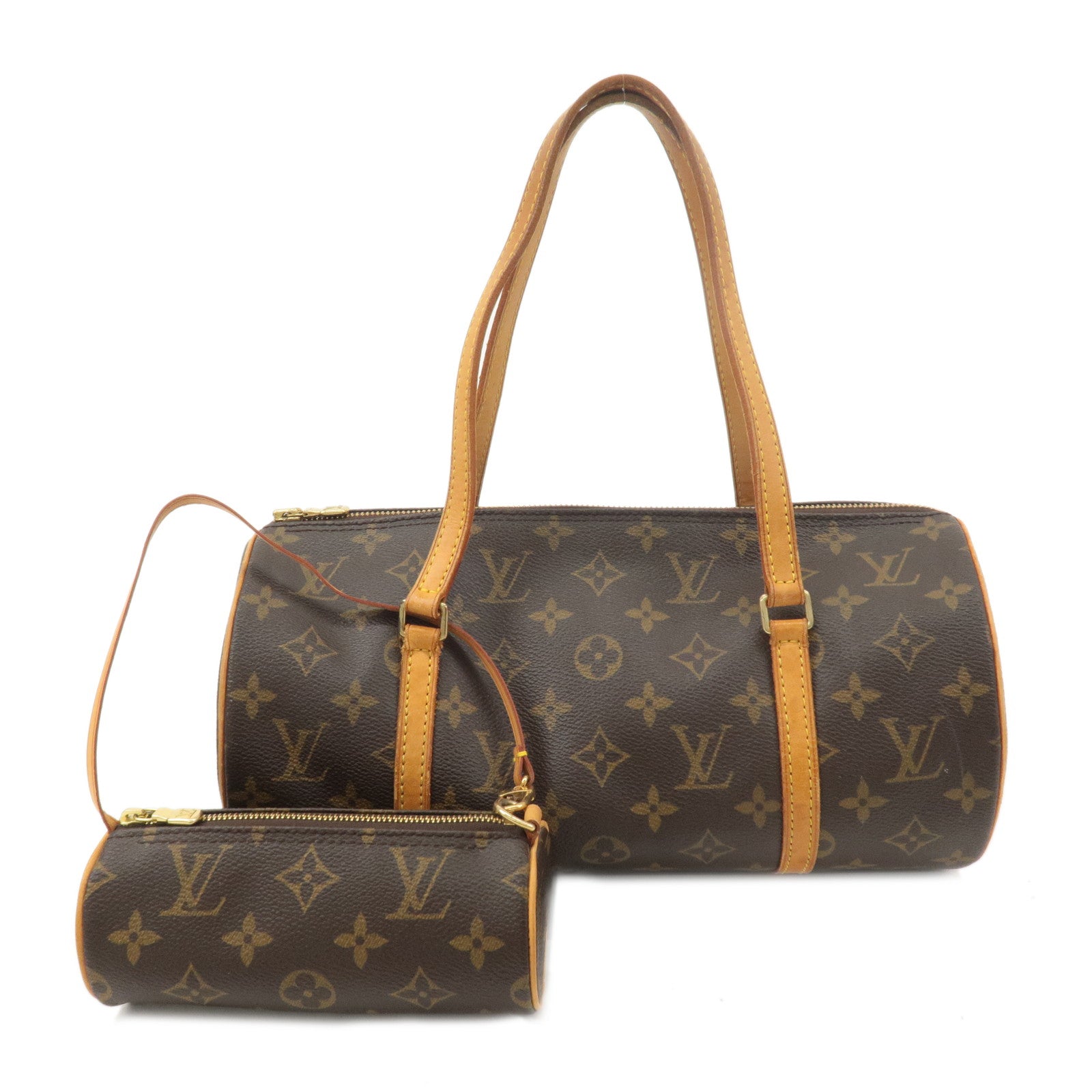 Louis Vuitton Monogram Papillon 30 Hand Bag 
Pouch Brown M51385