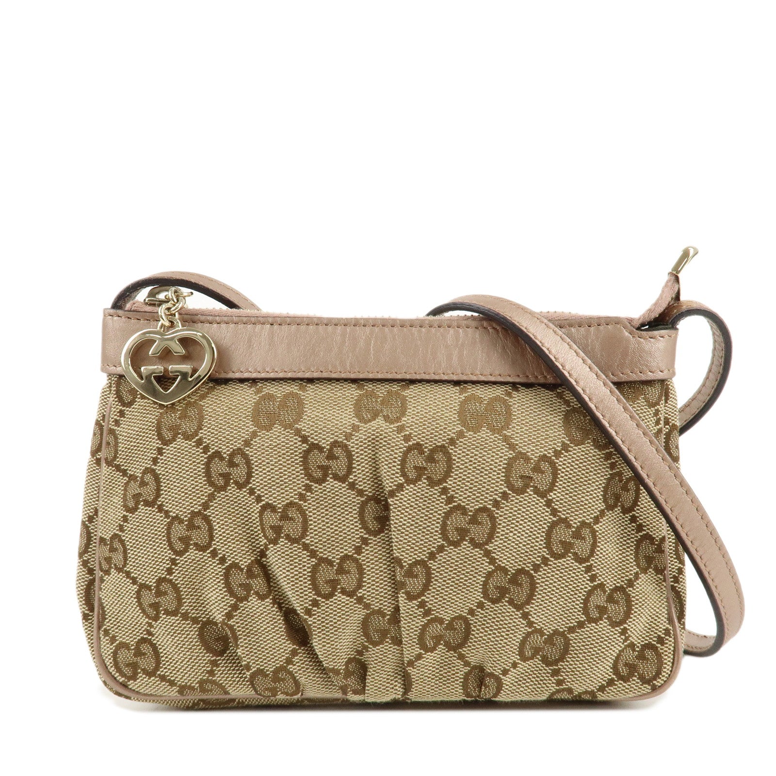 GUCCI-Lovely-GG-Canvas-Leather-Shoulder-Bag-Beige-Pink-256899