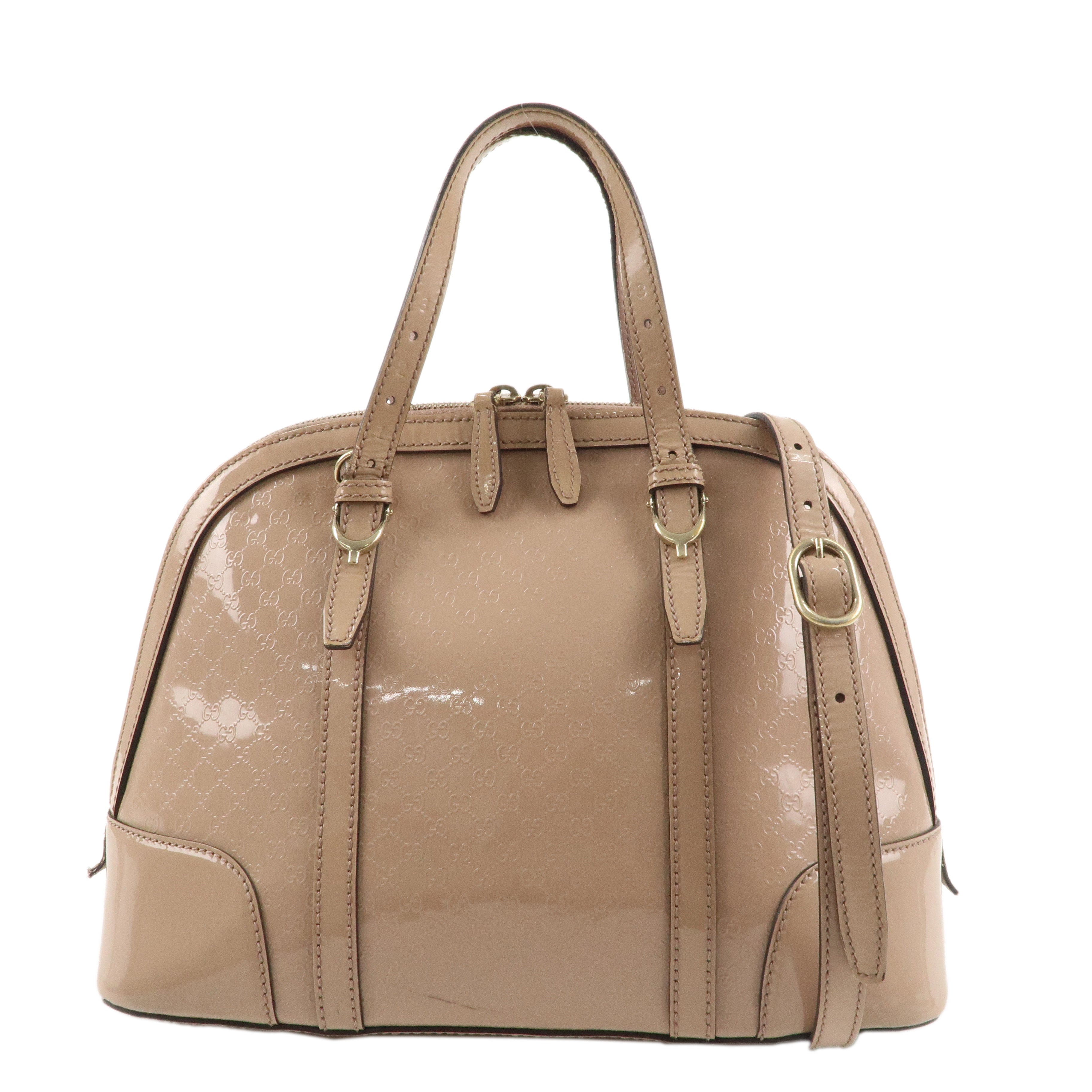 GUCCI-Micro-Guccissima-Patent-Leather-2way-Hand-Bag-Beige-309617