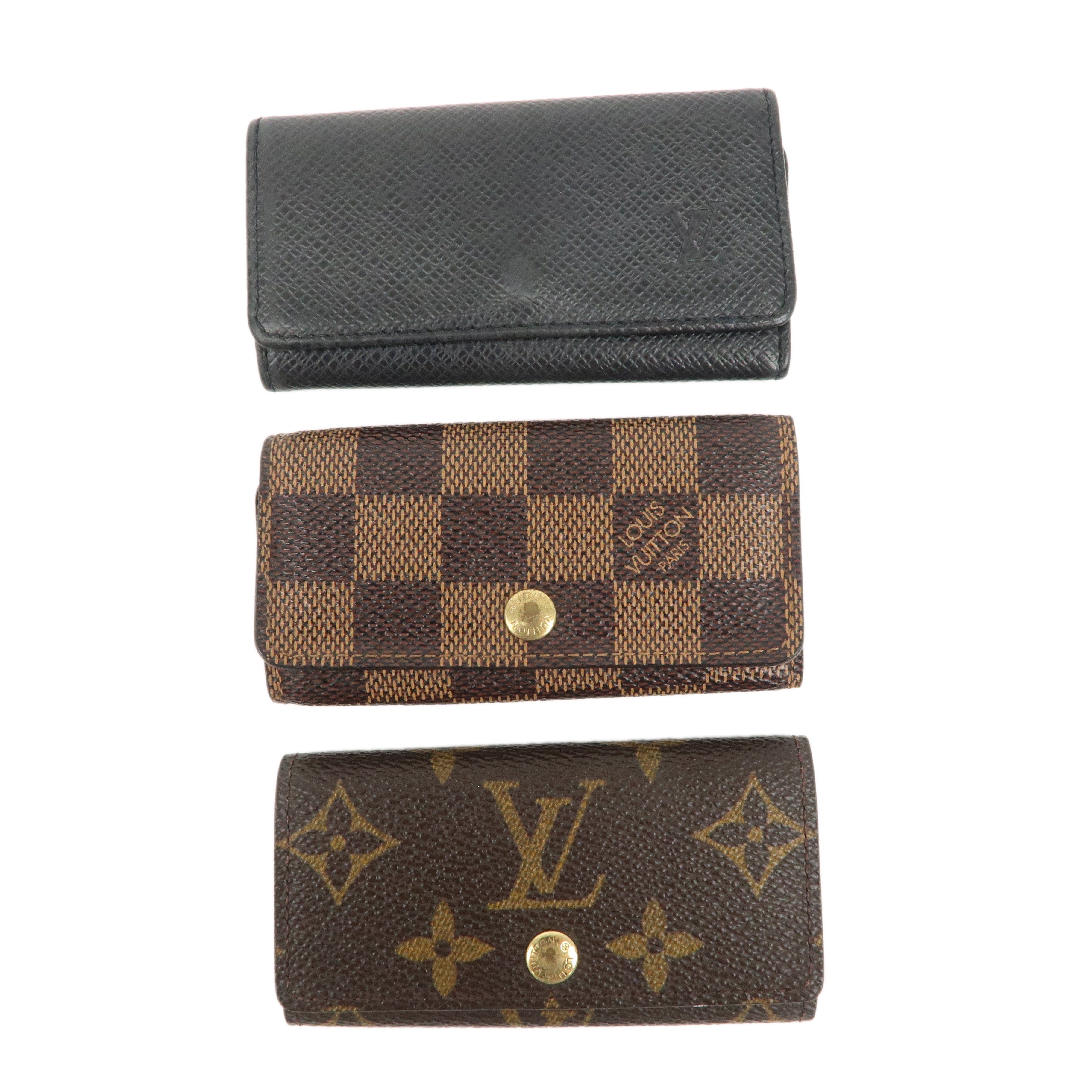 Louis-Vuitton-Damier-Monogram-Taiga-Set-of-3-Multicles-4-Key-Case