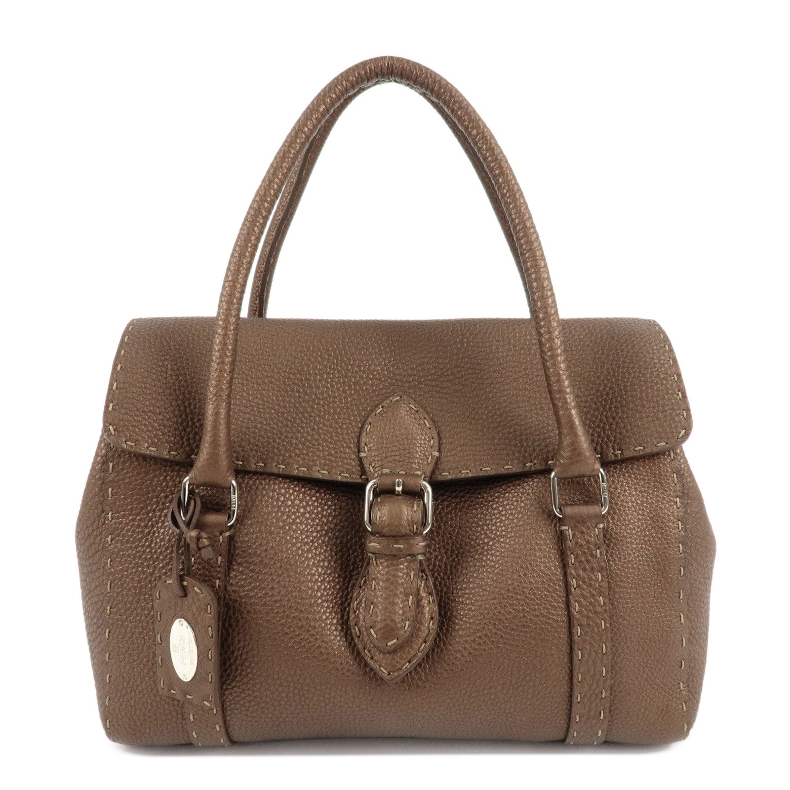 FENDI-Selleria-Leather-Linda-Hand-Bag-Brown-8BR547