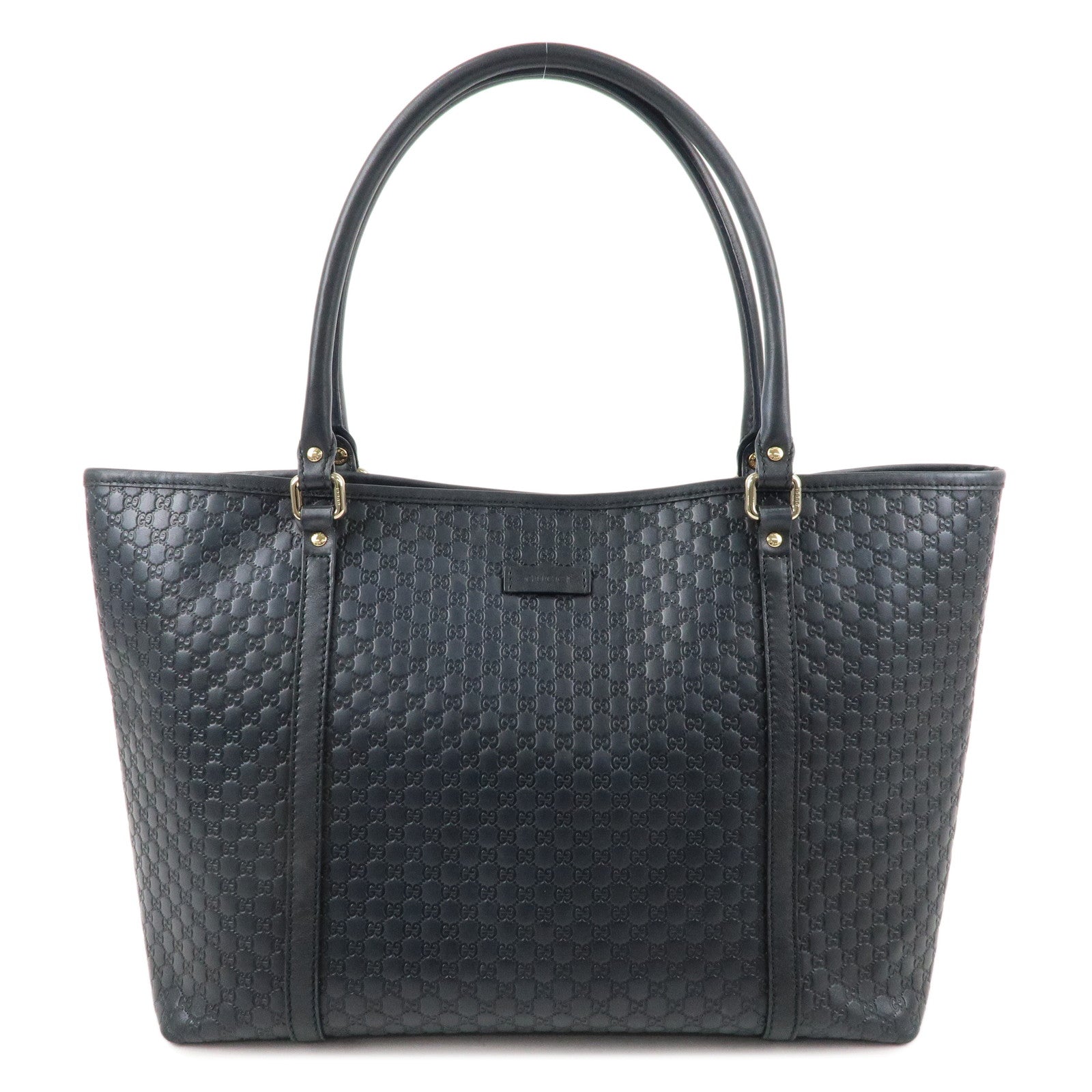 GUCCI-Micro-Guccissima-Leather-Tote-Bag-Black-449647