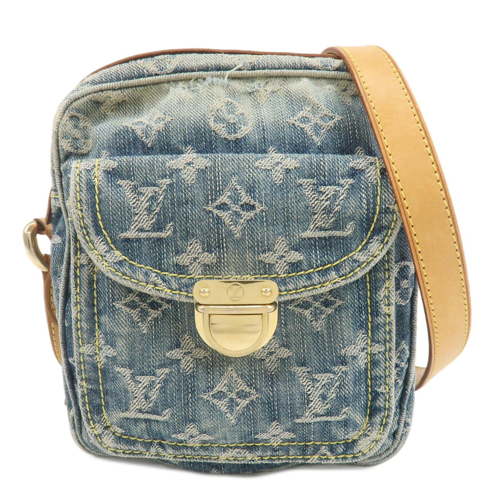 Louis-Vuitton-Monogram-Denim-Camera-Bag-Shoulder-Bag-Blue