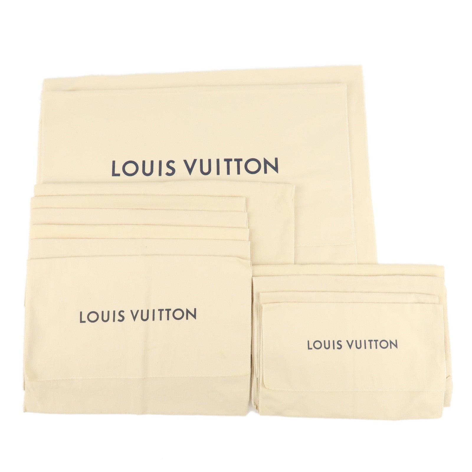 Louis-Vuitton-Set-of-12-Dust-Bag-Beige-Brown-Flap-Style