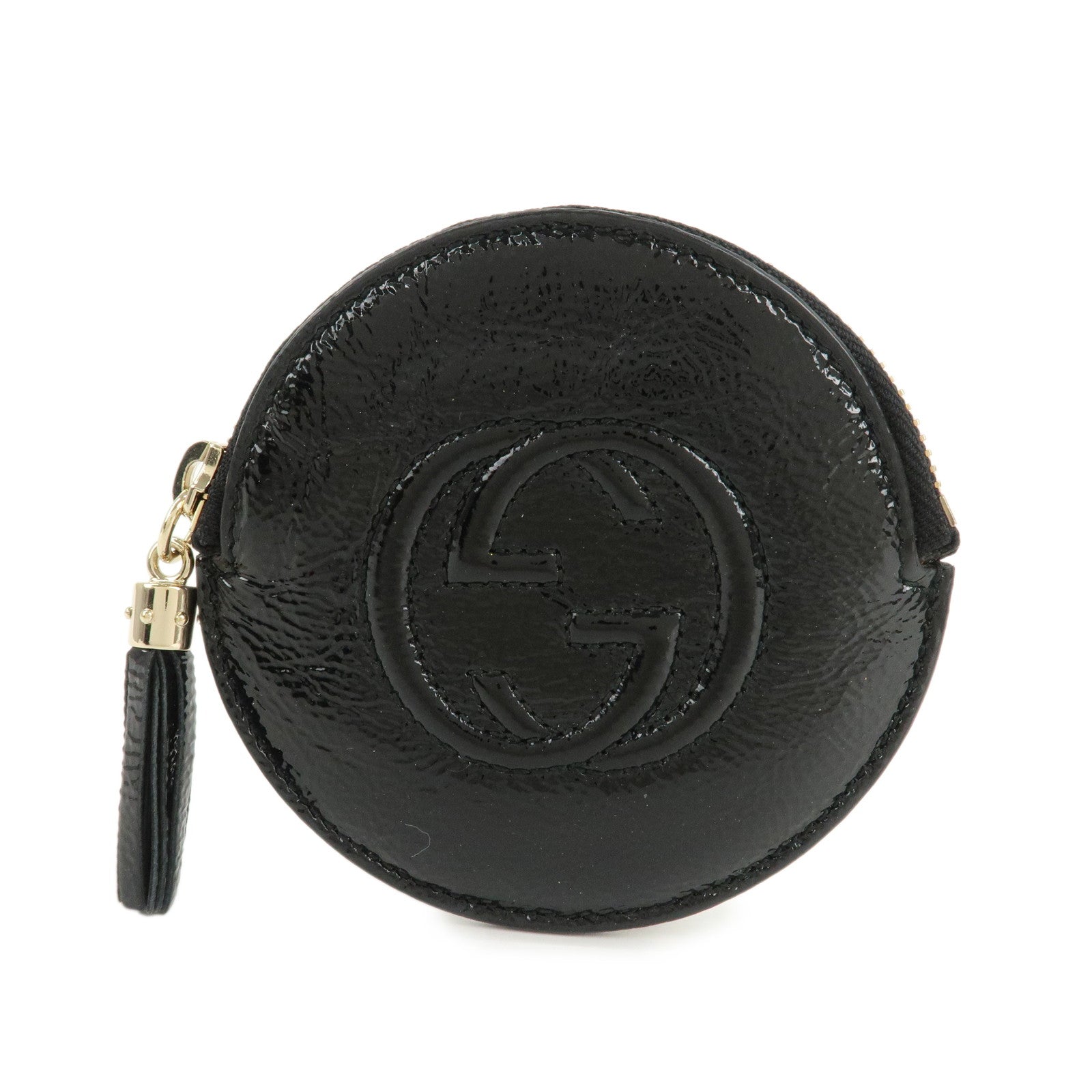 GUCCI-SOHO-Patent-Leather-Coin-Purse-Black-337946