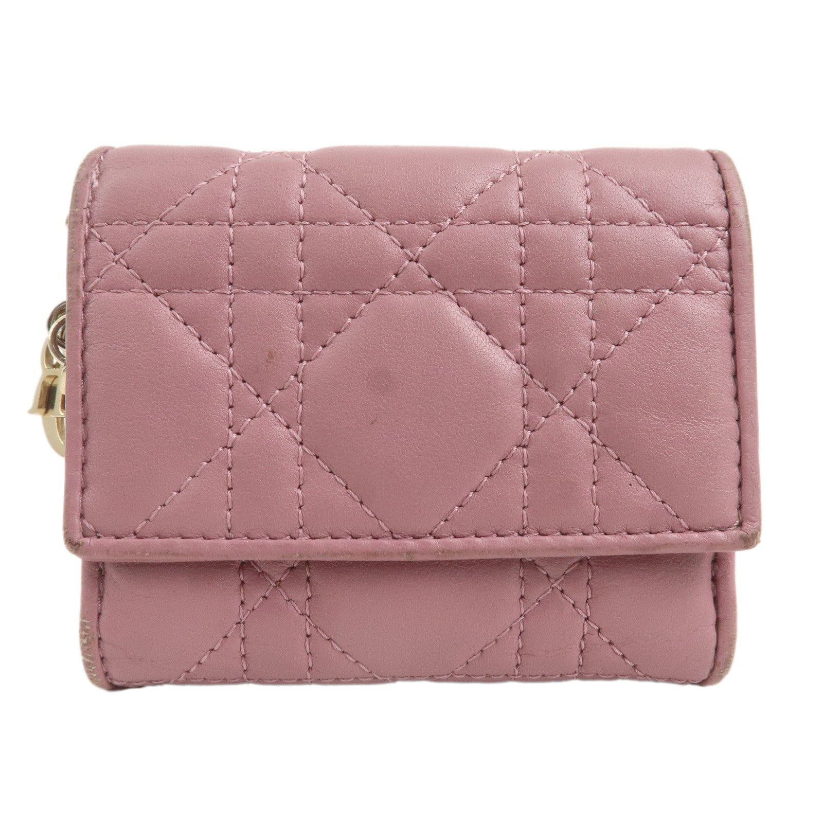 Christian-Dior-Cannage-Leather-Lotus-Wallet-Pink