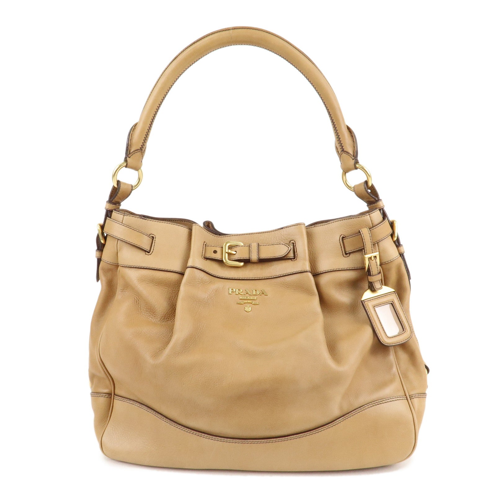 PRADA-Leather-One-Shoulder-Bag-Brown