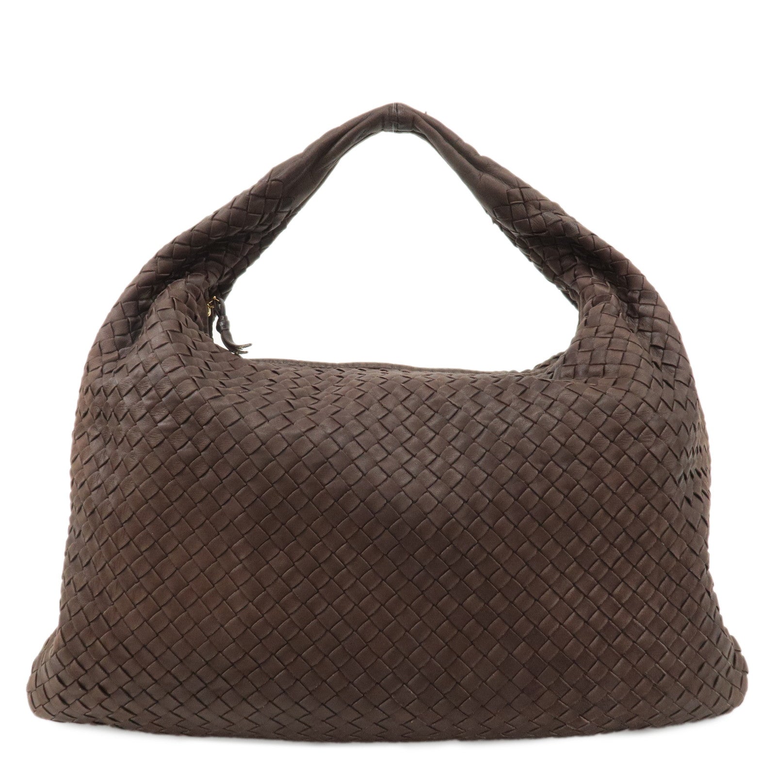 BOTTEGA VENETA Intrecciato Hobo Leather Shoulder Bag Brown 115654