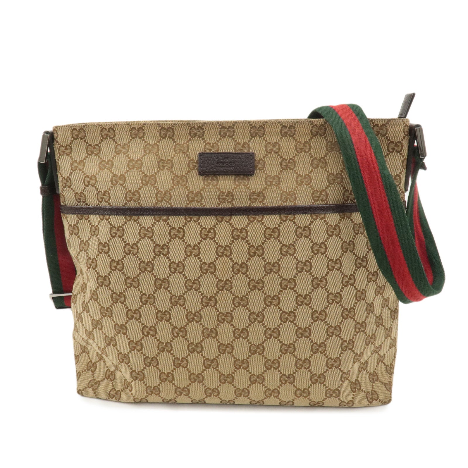 GUCCI-Sherry-GG-Canvas-Leather-Shoulder-Bag-Beige-Brown-189751