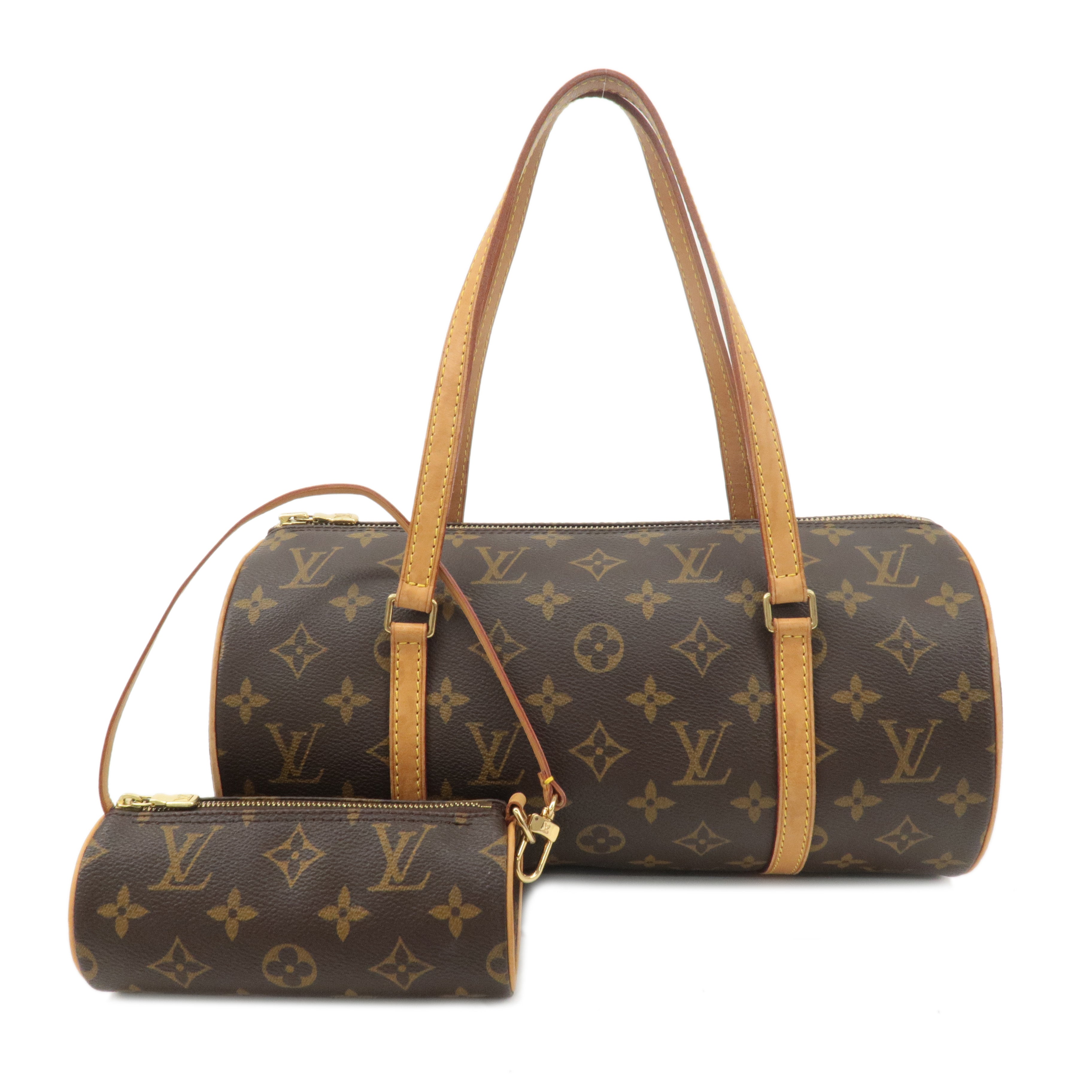 Louis-Vuitton-Monogram-Papillon-30-Hand-Bag-&-Pouch-Brown-M51385