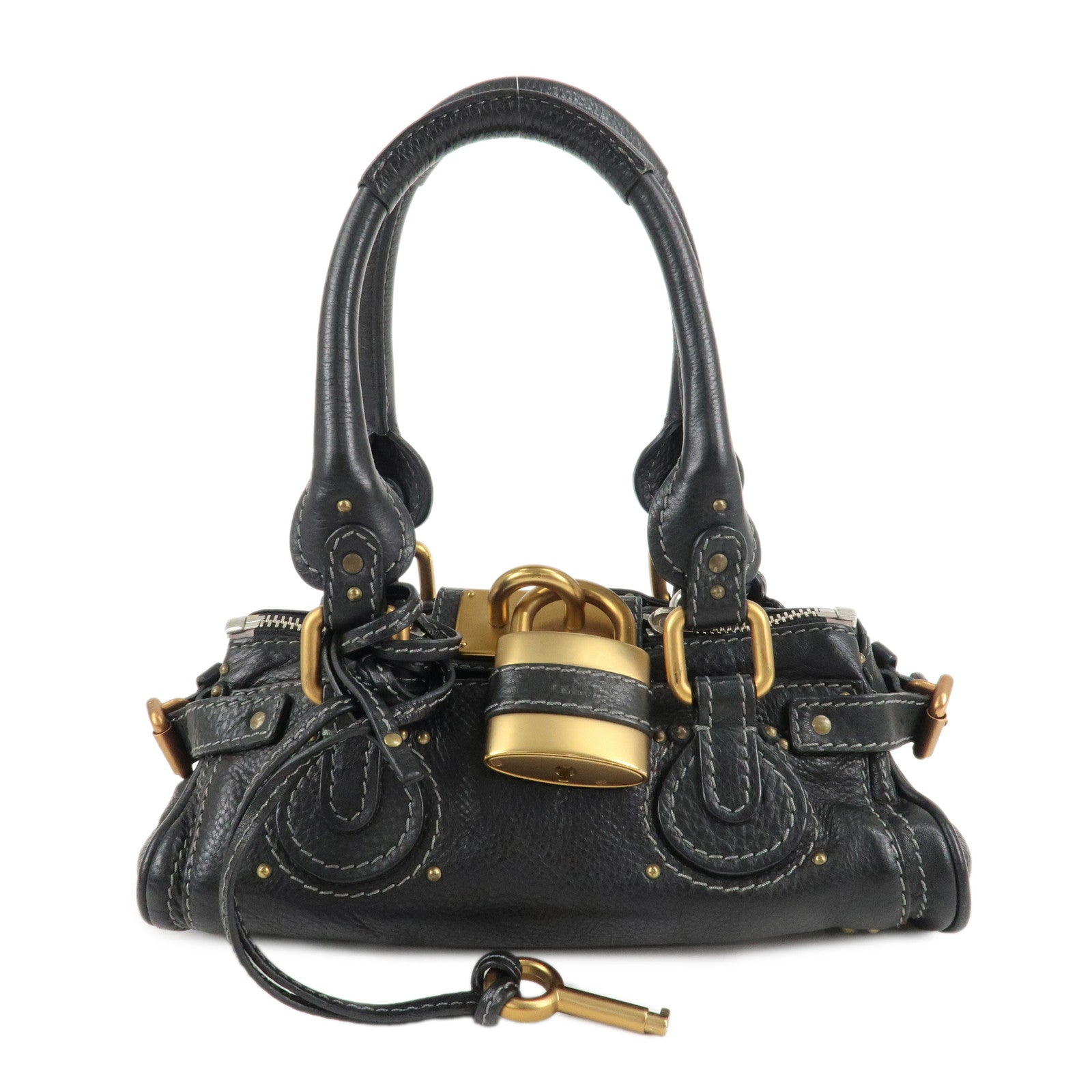 Chloe-Paddington-Leather-Mini-Hand-Bag-Shoulder-Bag-Black