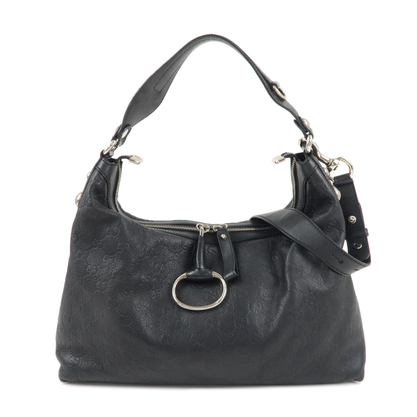 GUCCI Guccissima Leather Horsebit 2WAY Shoulder Bag Black 232961