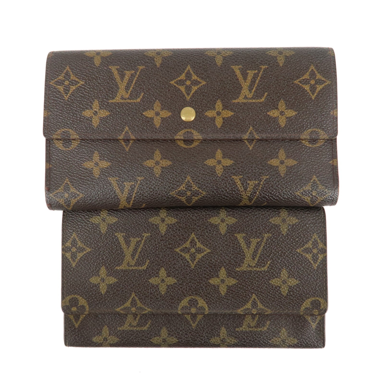 Louis-Vuitton-Monogram-Set-of-2-Long-Wallet-M61215-M61820