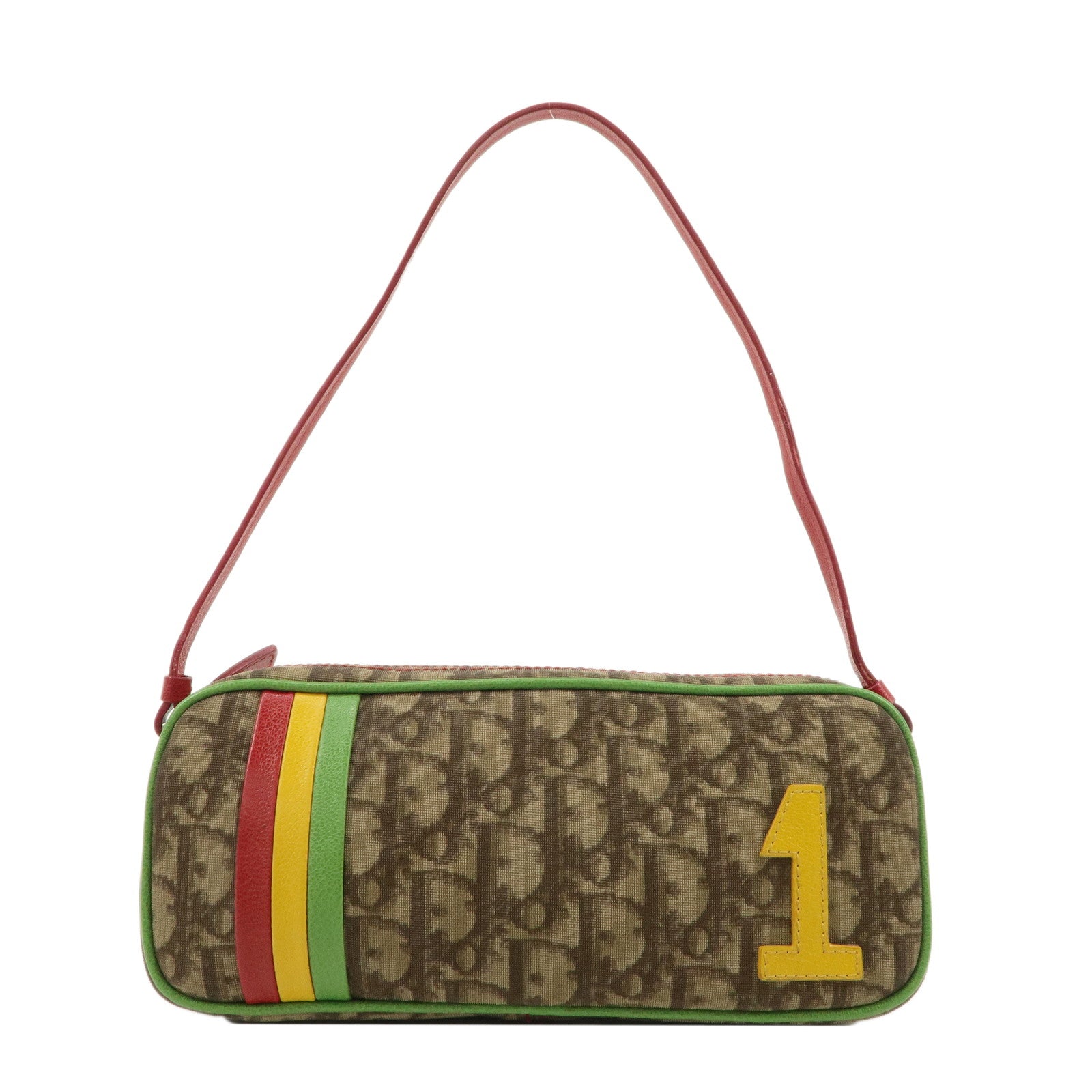 Christian-Dior-Trotter-Rasta-Canvas-Leather-Shoulder-Bag