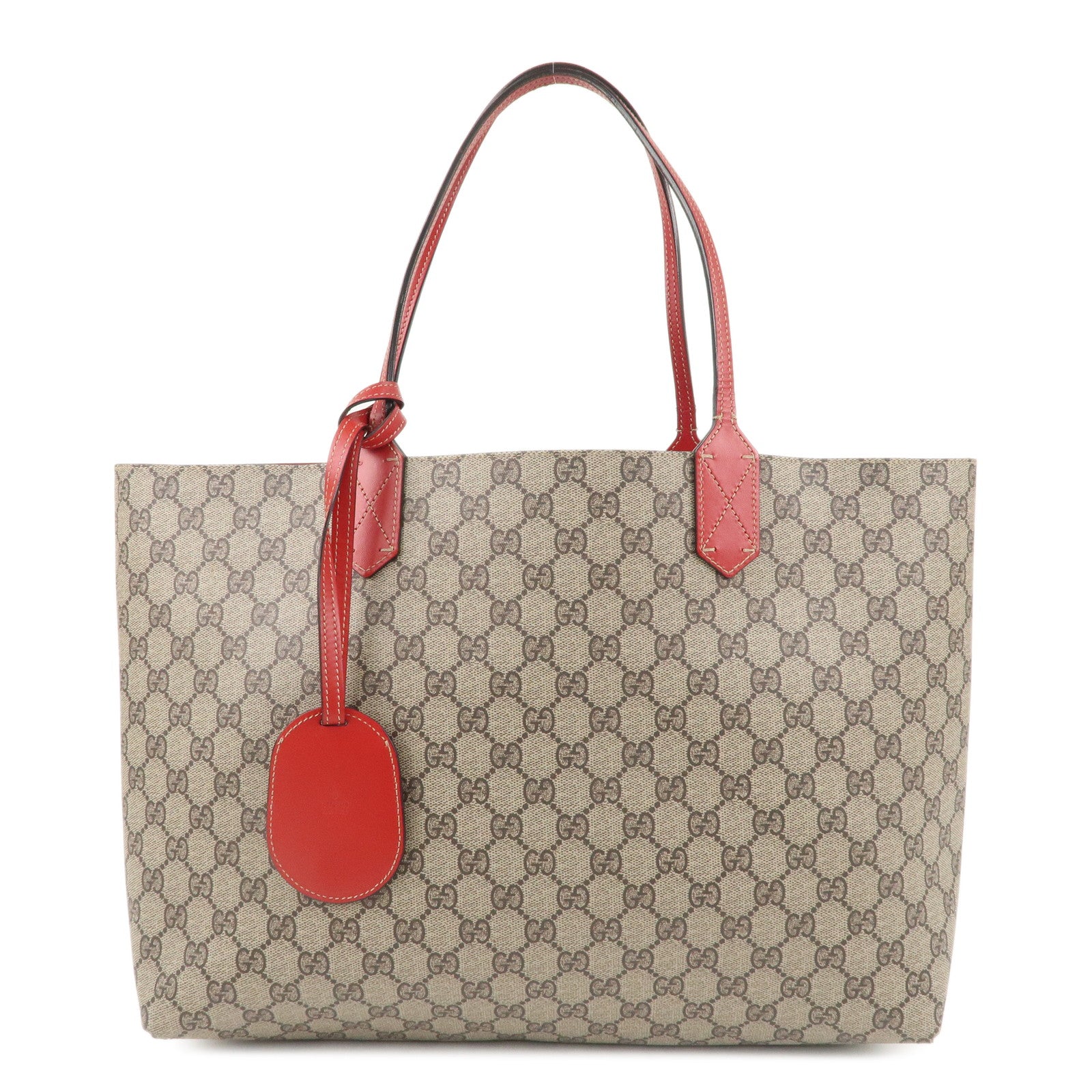 GUCCI GG Supreme Leather Reversible Tote Bag Beige Red 368568