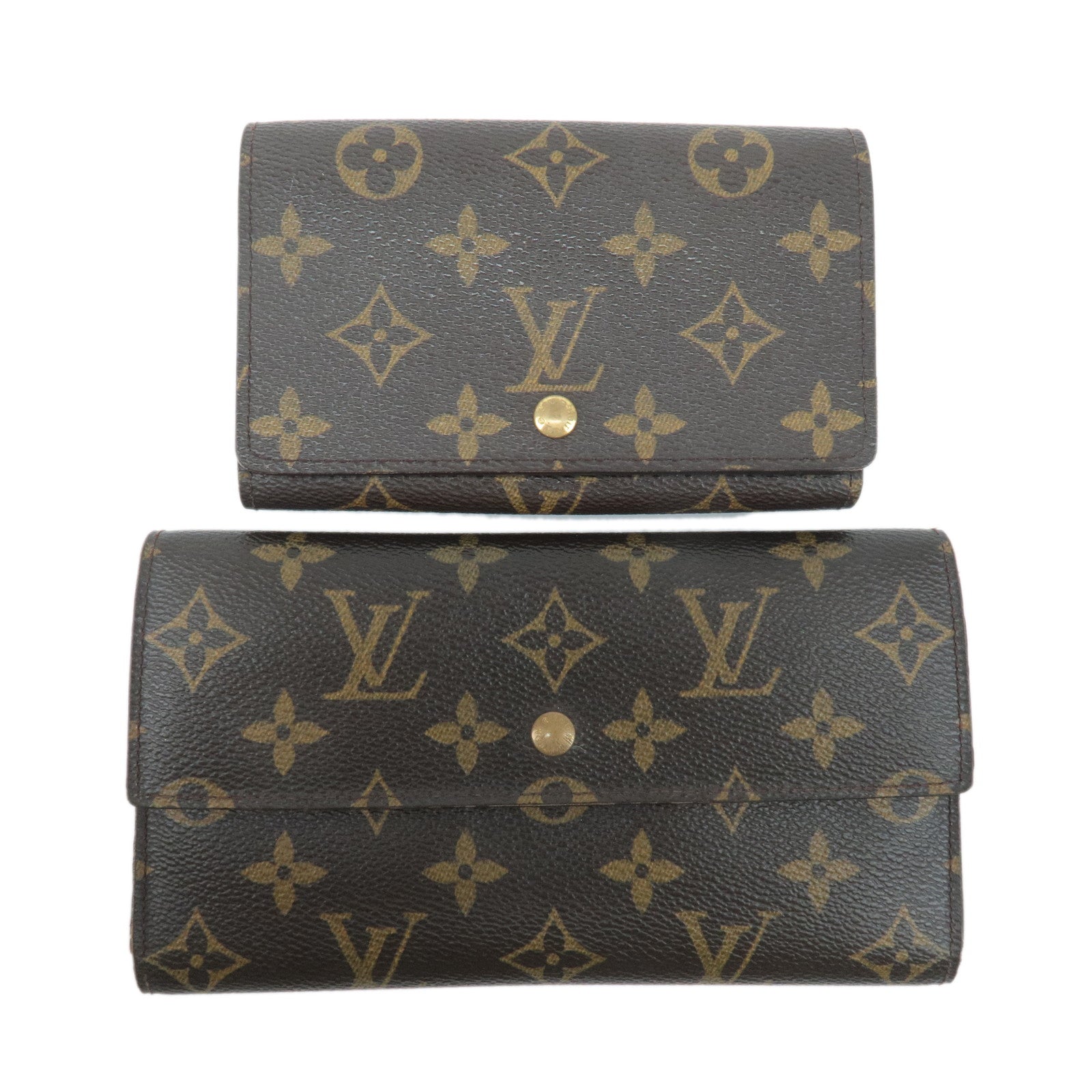 Louis-Vuitton-Set-of-2-Monogram-Porte-Monnaie-Portefeuil-Wallet