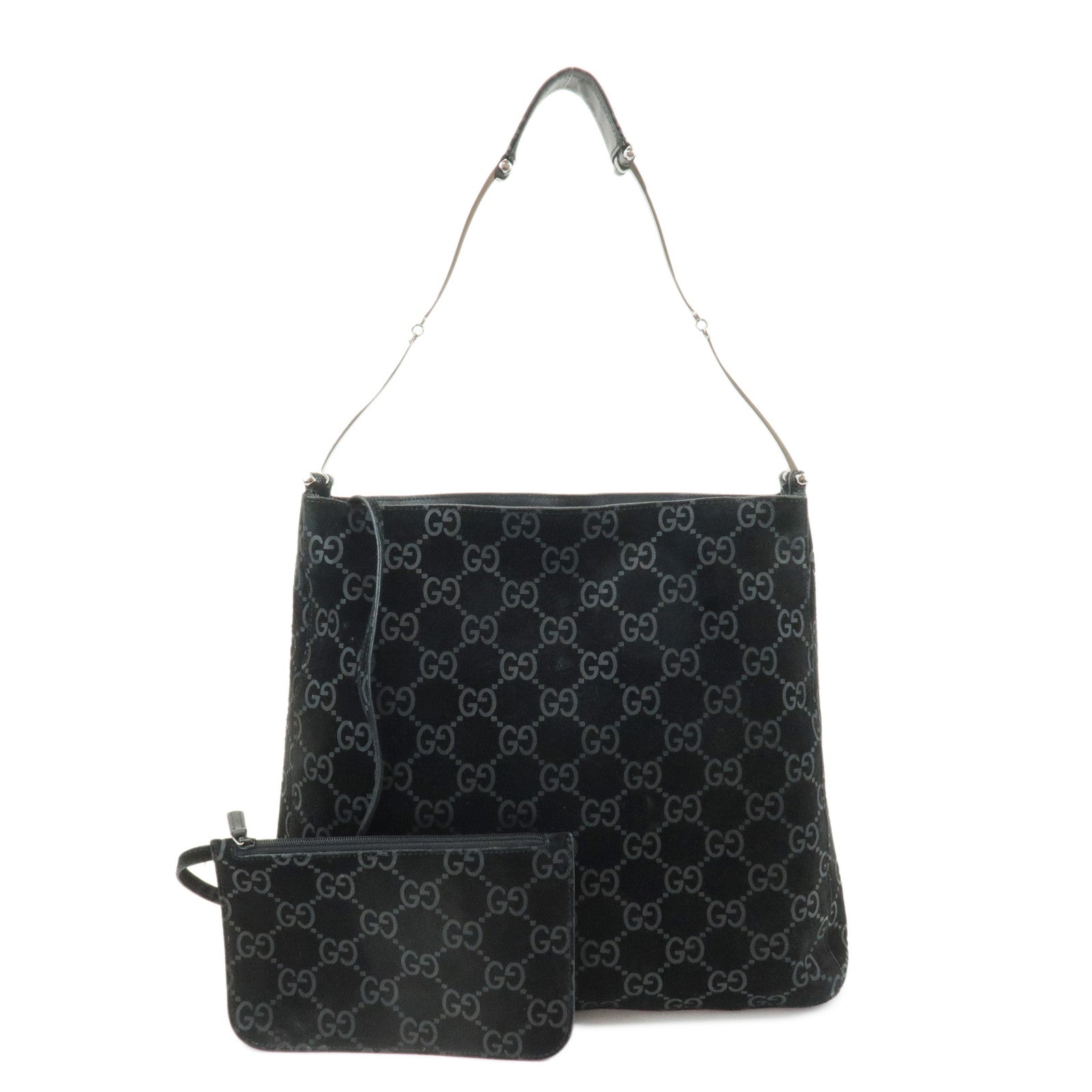 GUCCI-GG-Monogram-Suede-Shoulder-Bag-Black-001.3181