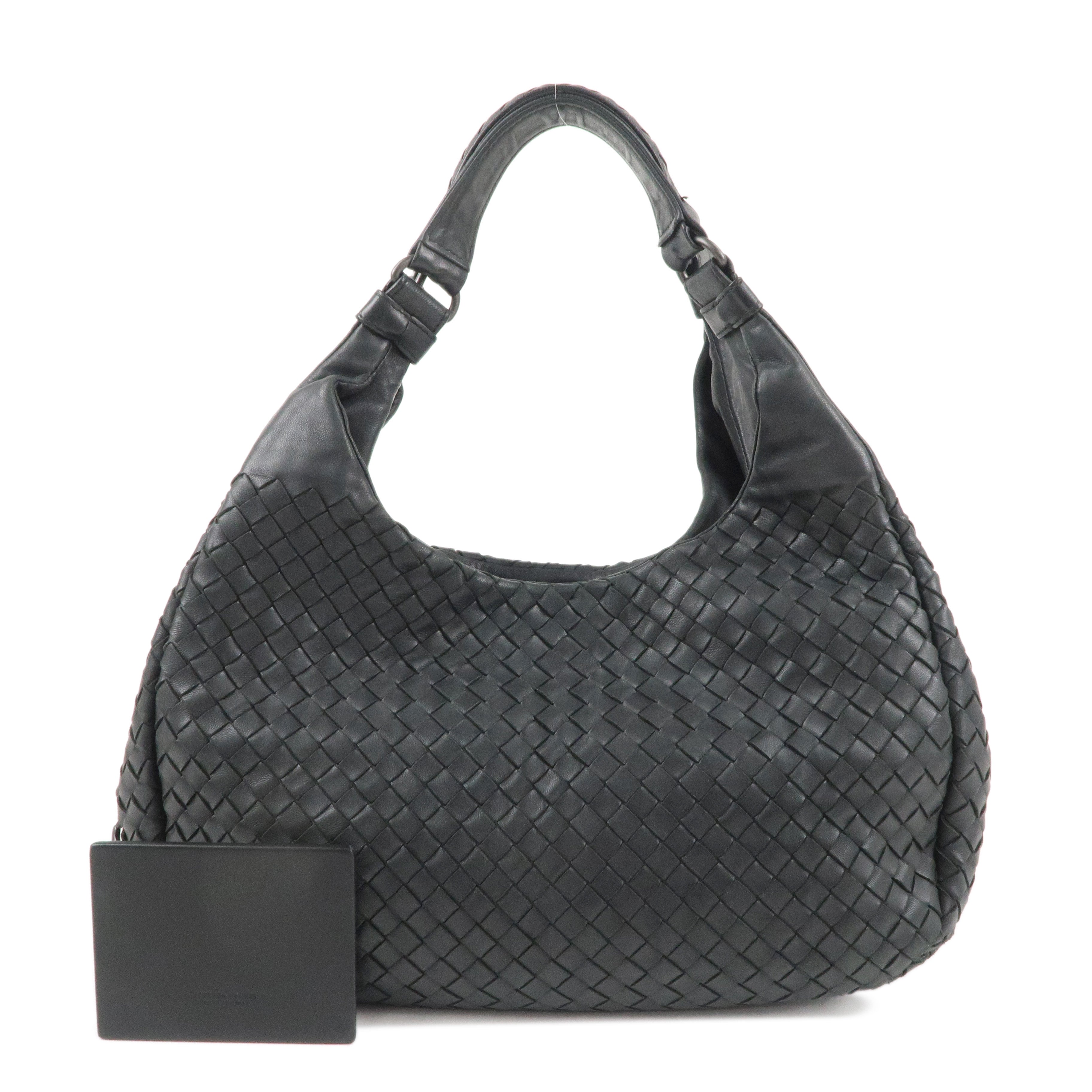 BOTTEGA VENETA Intrecciato Campana Shoulder Bag Black