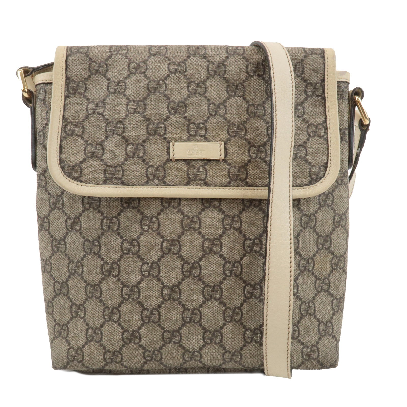 GUCCI GG Supreme Leather Shoulder Bag Beige Ivory 223666