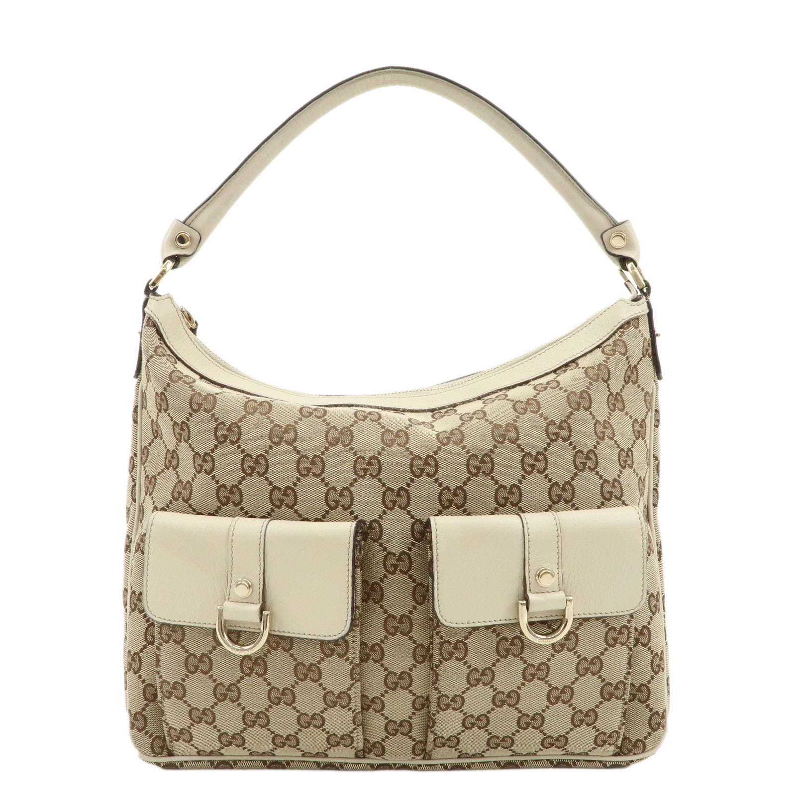 GUCCI-GG-Canvas-Leather-Shoulder-Bag-Beige-Ivory-153025