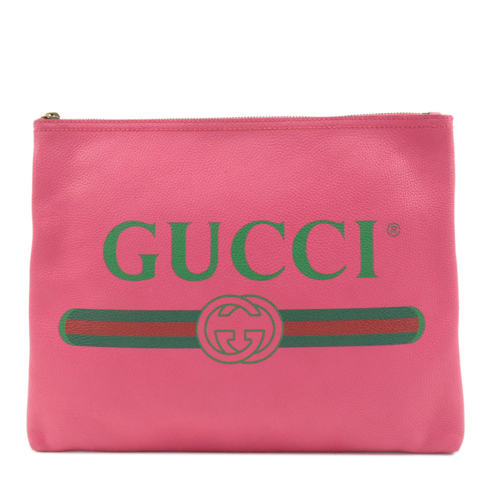 GUCCI Leather Logo Clutch Bag Pink 500981