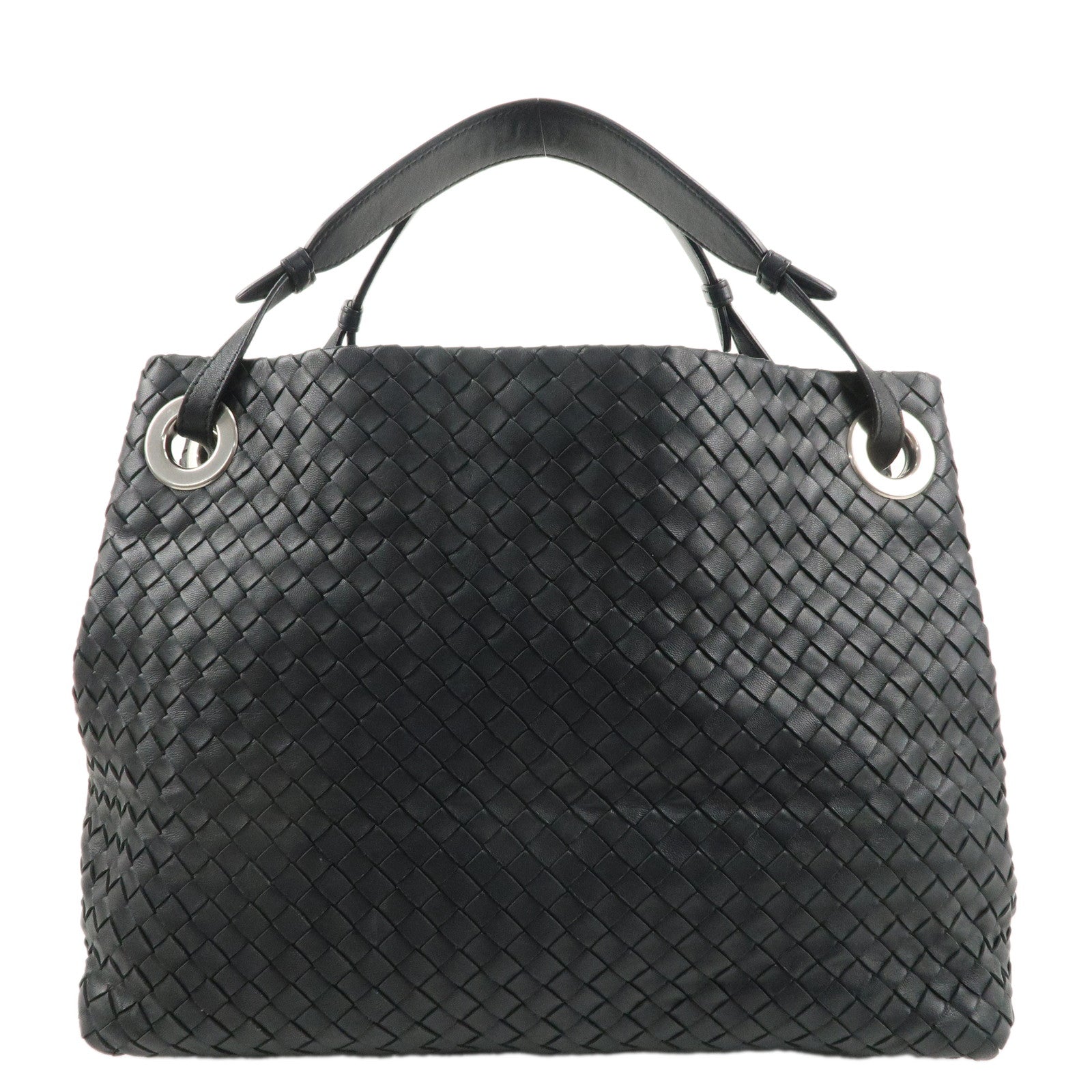 BOTTEGA-VENETA-Intrecciato-Leather-Small-Garda-Bag-Black-405071