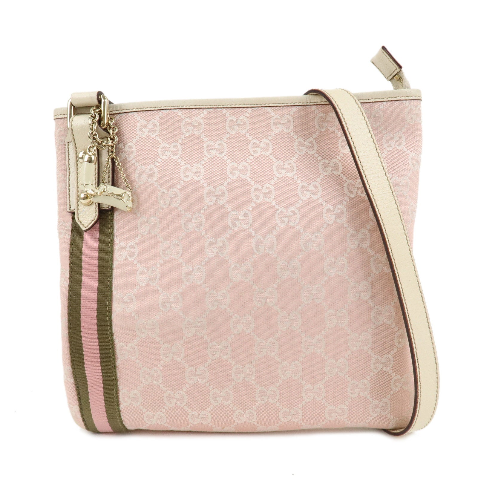 GUCCI-Sherry-GG-Canvas-Leather-Shoulder-Bag-Pink-Ivory-144388
Used-F/S