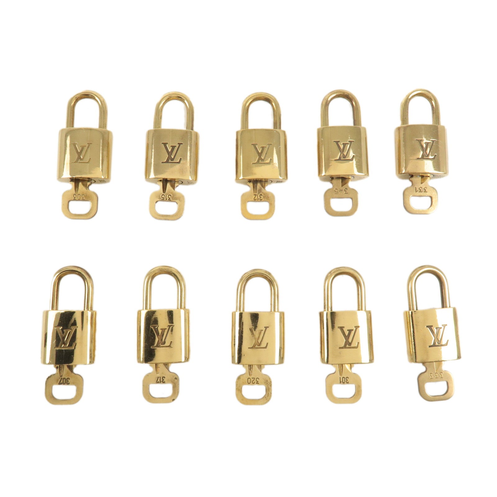 Louis Vuitton Set of 10 Lock 
Key Cadena Key Lock Gold