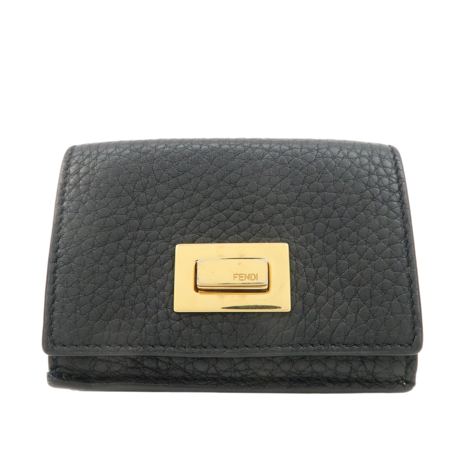 FENDI-Leather-Peekaboo-Micro-Wallet-Black-Gold-Hardware-8M0426