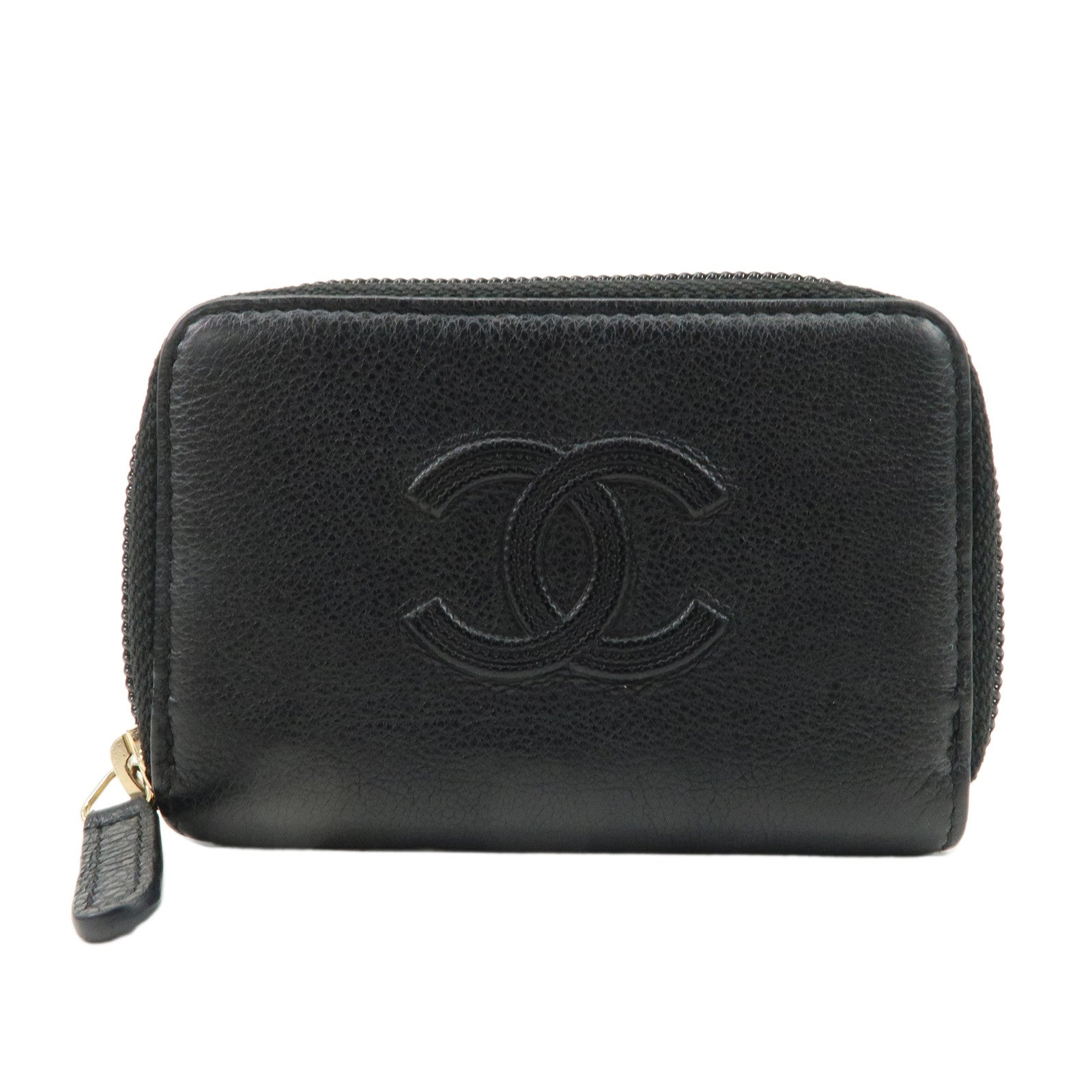 CHANEL-Leather-Coco-Mark-Card-Case-Black